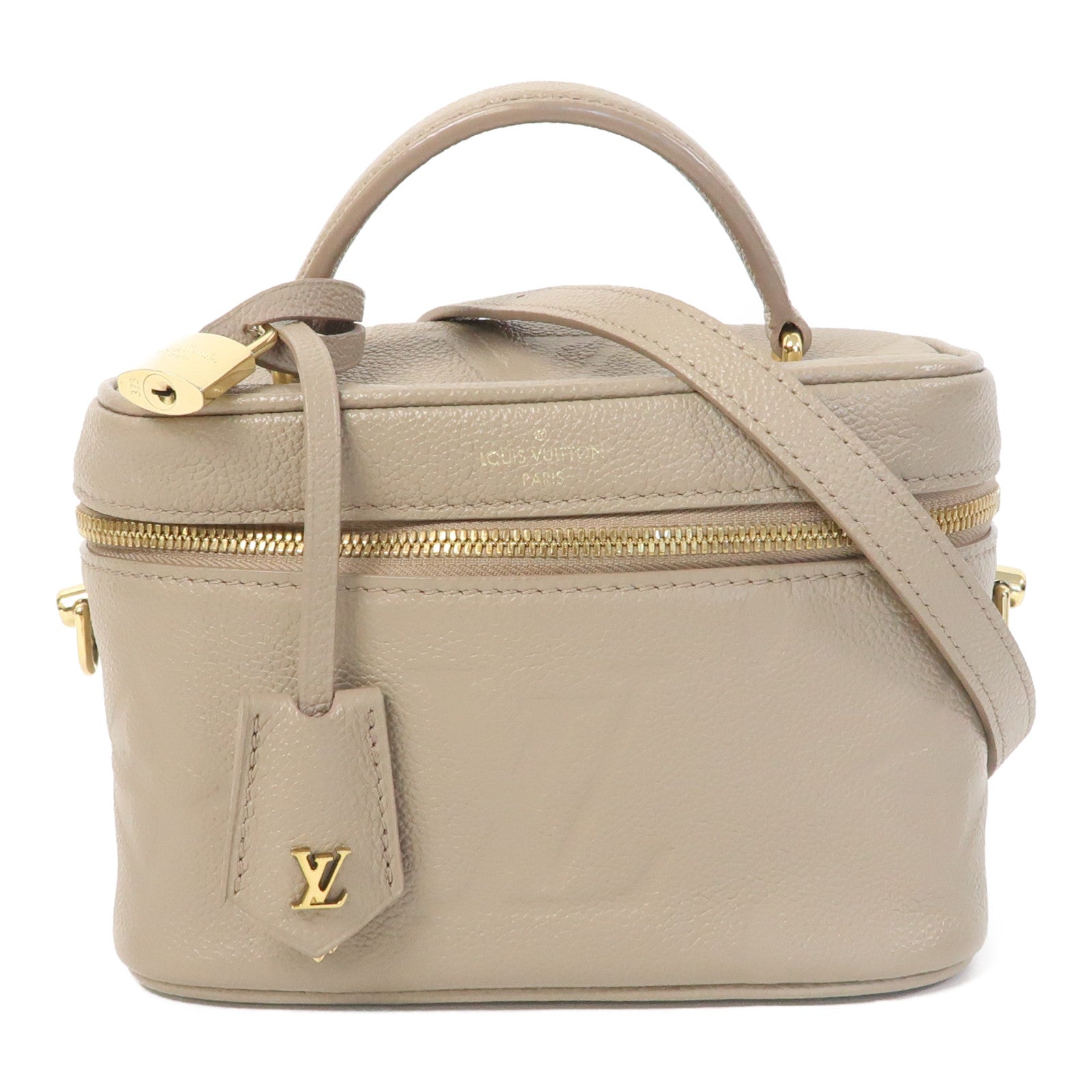 LOUIS VUITTON Monogram Empreinte Giant Vanity金扣手挽肩背兩用袋卡其色