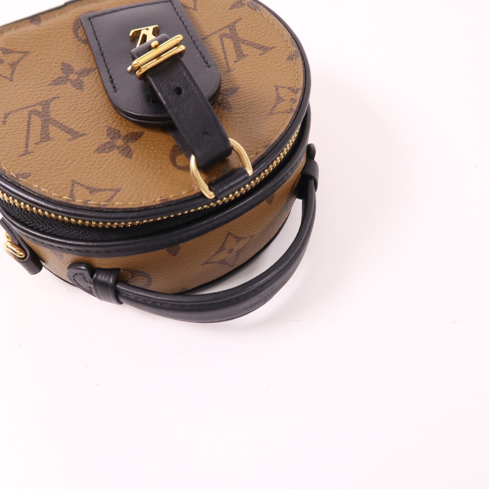 LOUIS VUITTON Monogram Reverse Mini Boite Chapeau金扣手挽肩背兩用袋