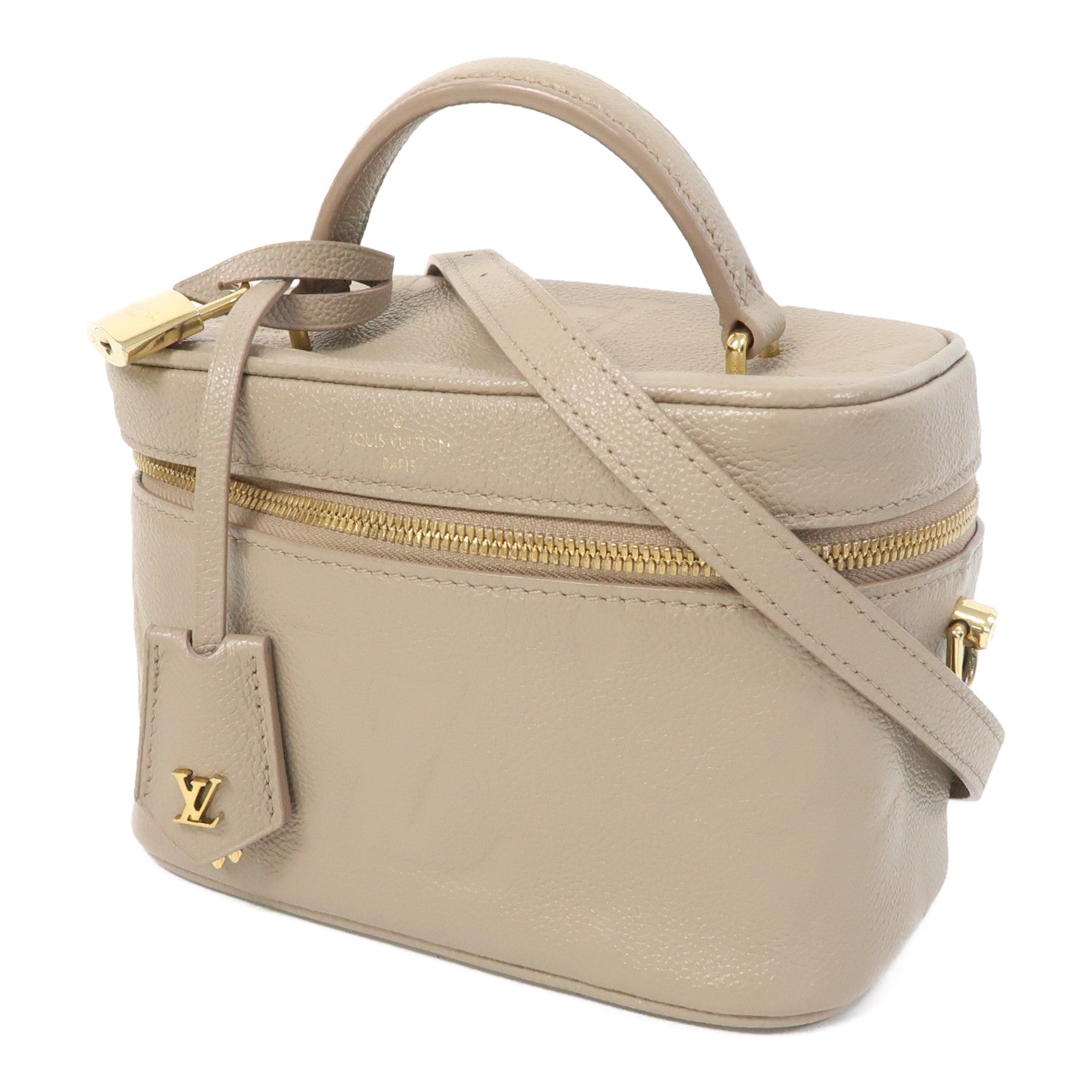 LOUIS VUITTON Monogram Empreinte Giant Vanity金扣手挽肩背兩用袋卡其色