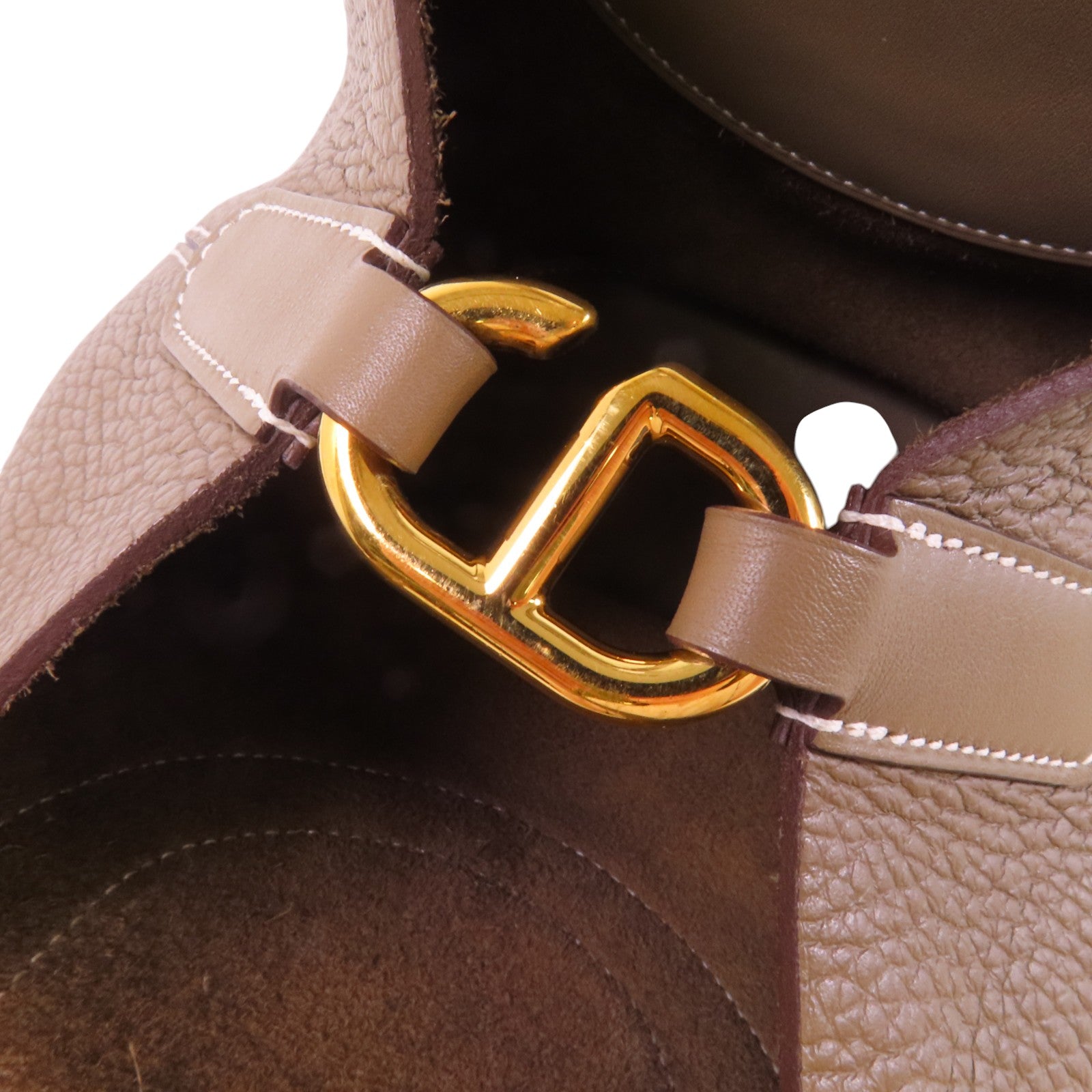 HERMES Clemence皮革In The Loop 18金扣手挽袋