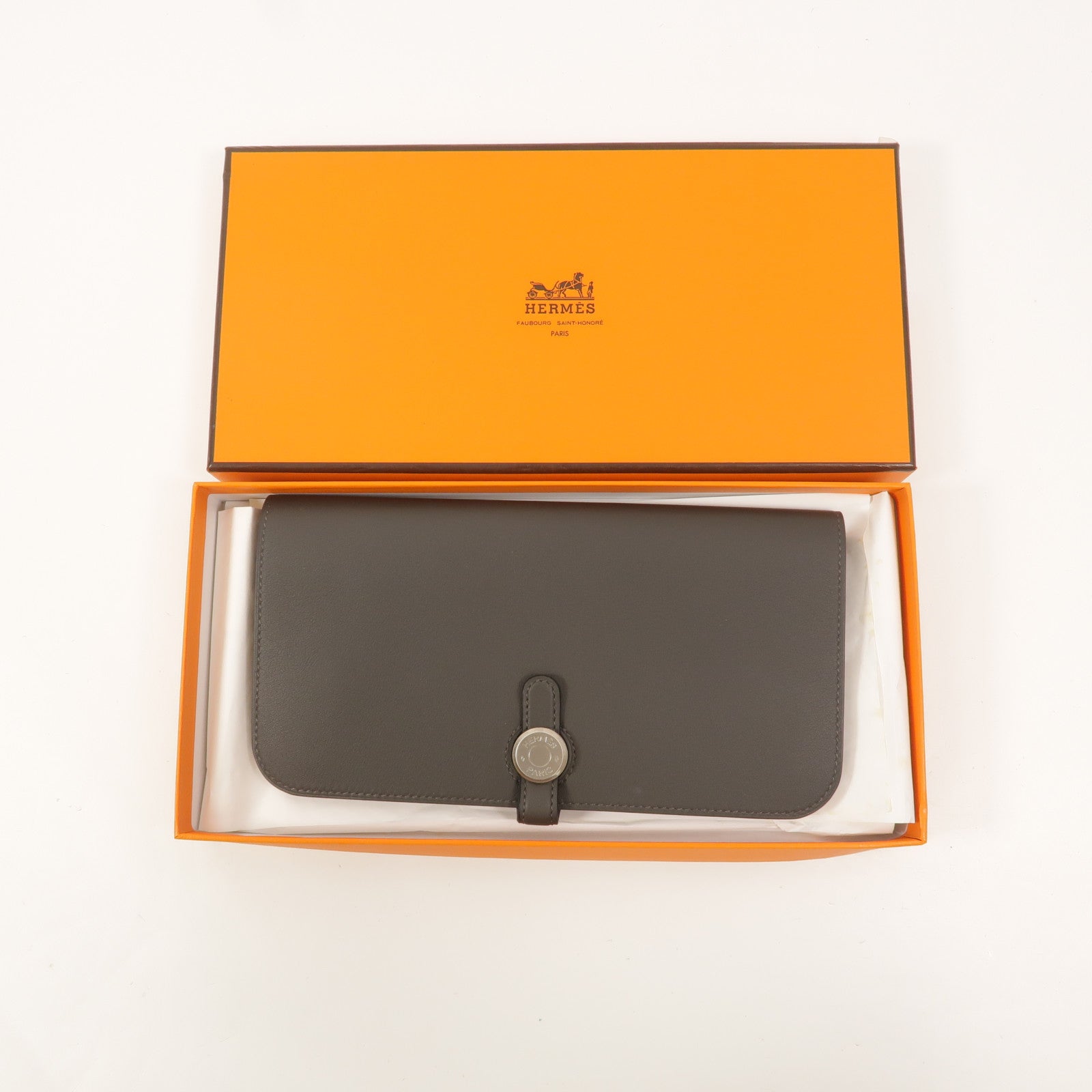 HERMES Swift皮革Dogon GM長錢包Ardoise