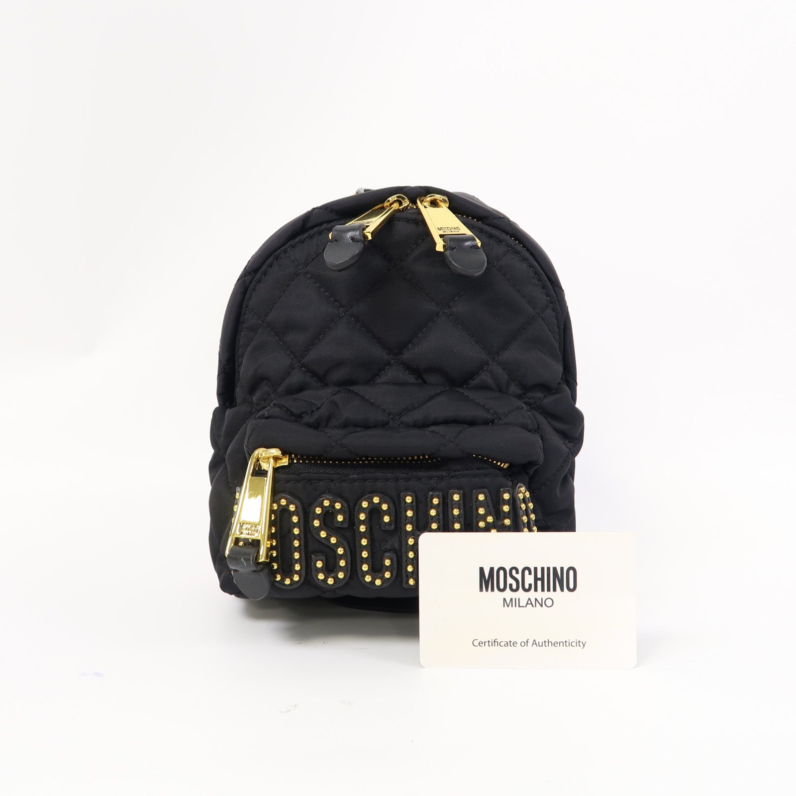 MOSCHINO 尼龍Backpack金扣背包黑色