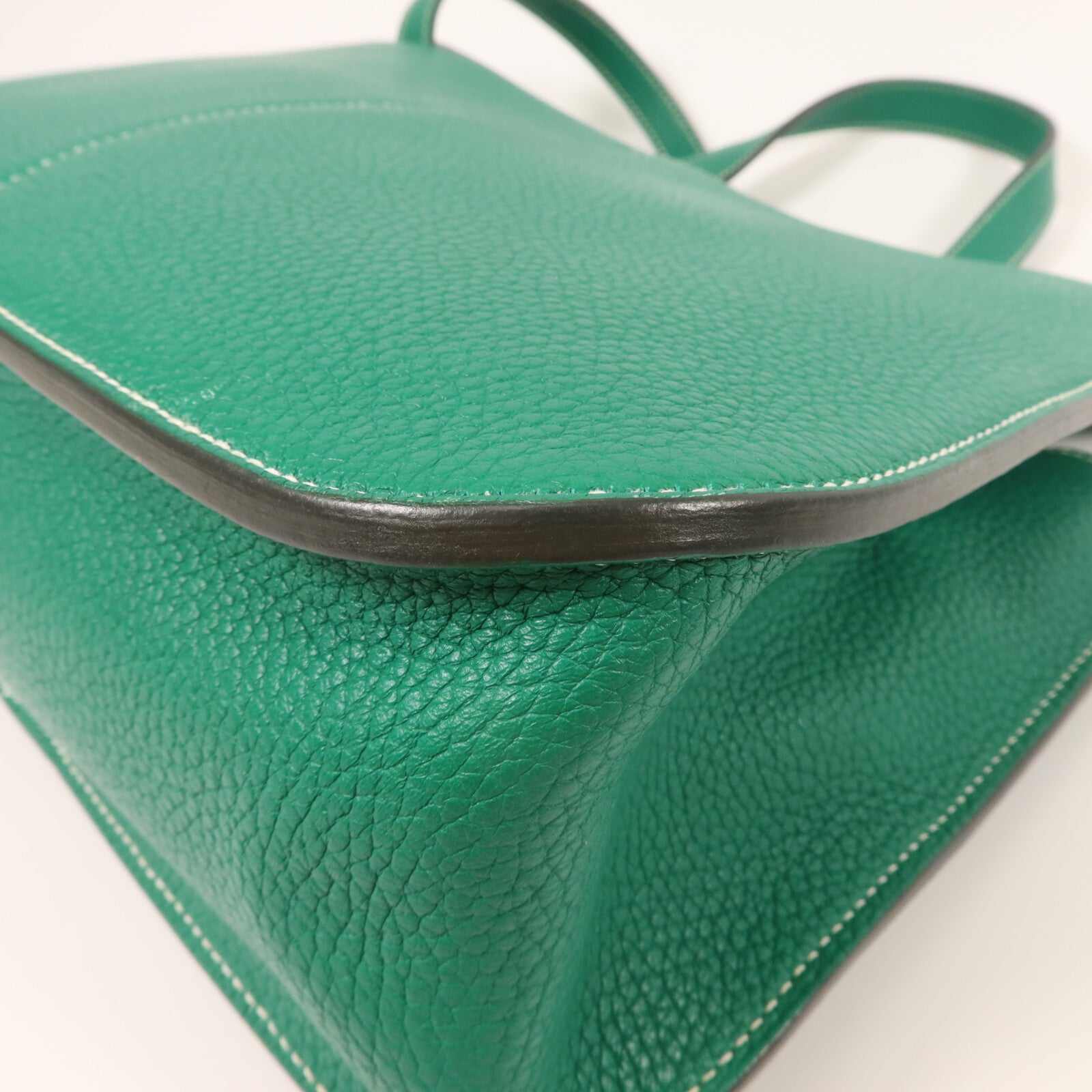 HERMES Clemence皮革Halzan 31手挽肩背兩用袋Vert Vertigo