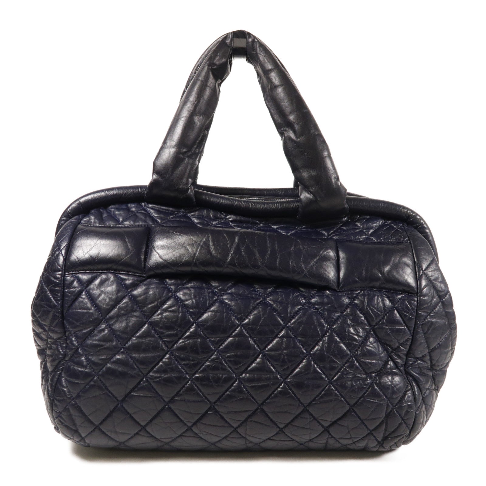 CHANEL CC SHW CoCo CoCoon Hand Bag Calfskin Leather Blue