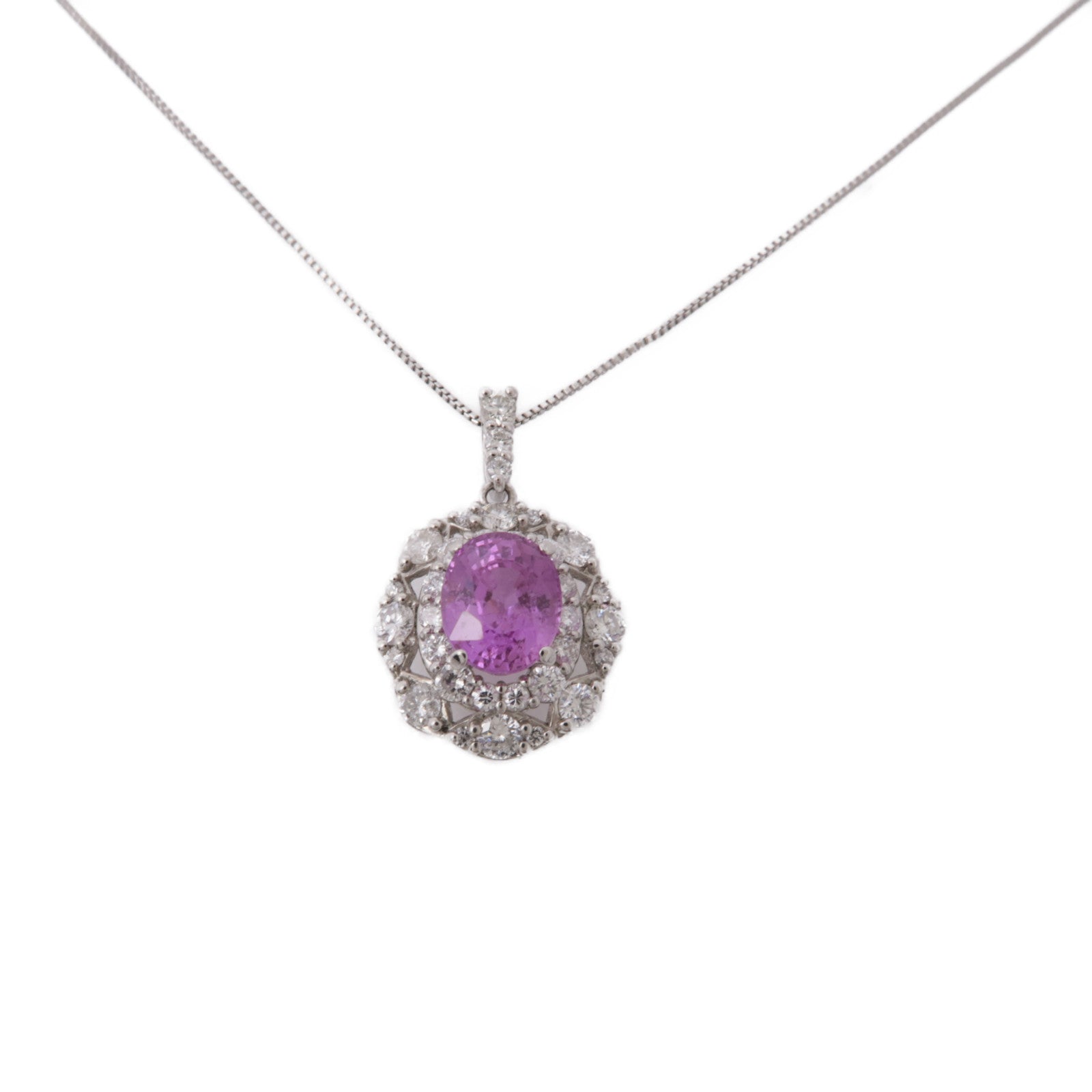JEWELRY 鉑金Sapphire Diamond Necklace粉紅藍寶石/鑽石項鍊