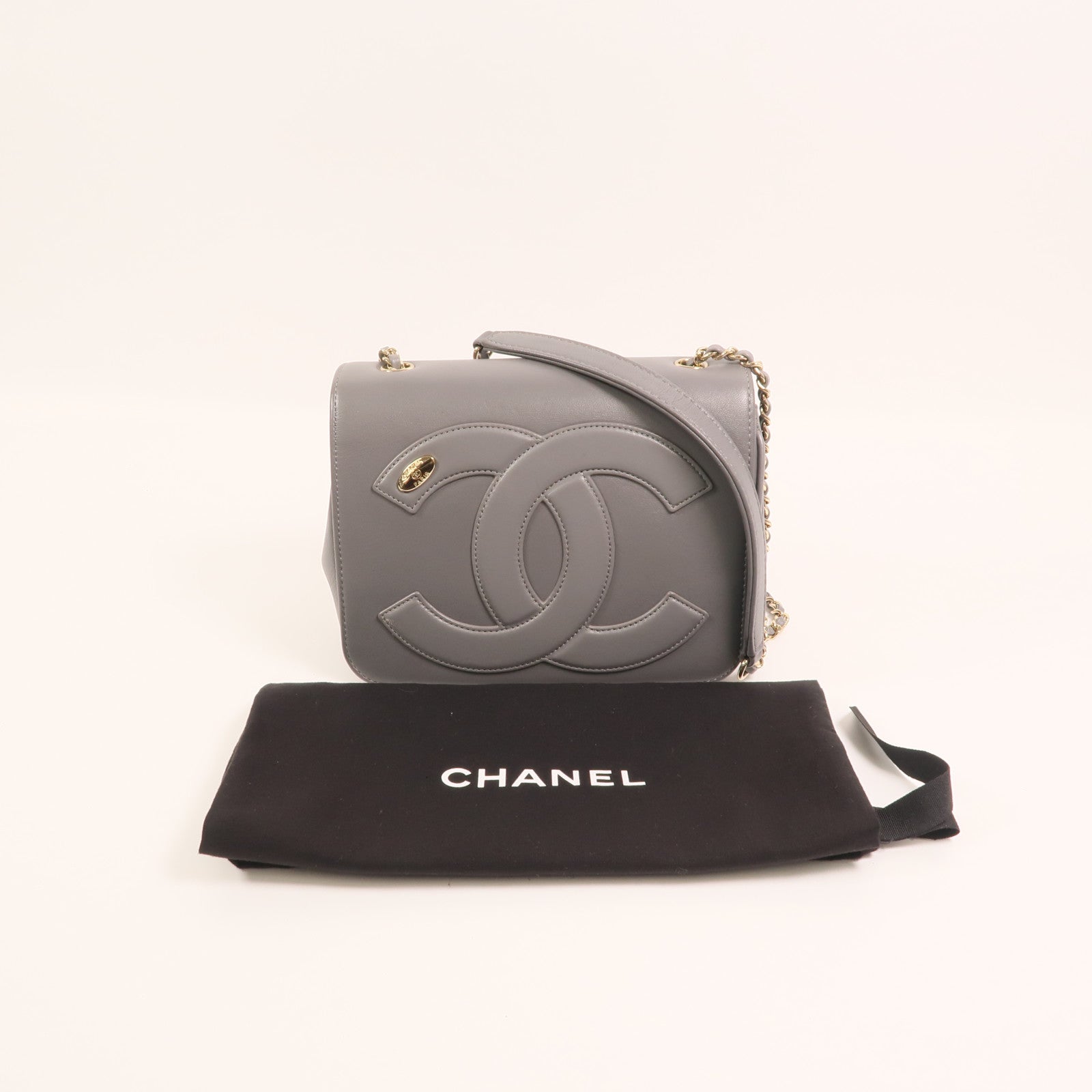 CHANEL 【激減優惠】牛皮皮革CC Mania Flap Bag金扣鏈帶肩背袋