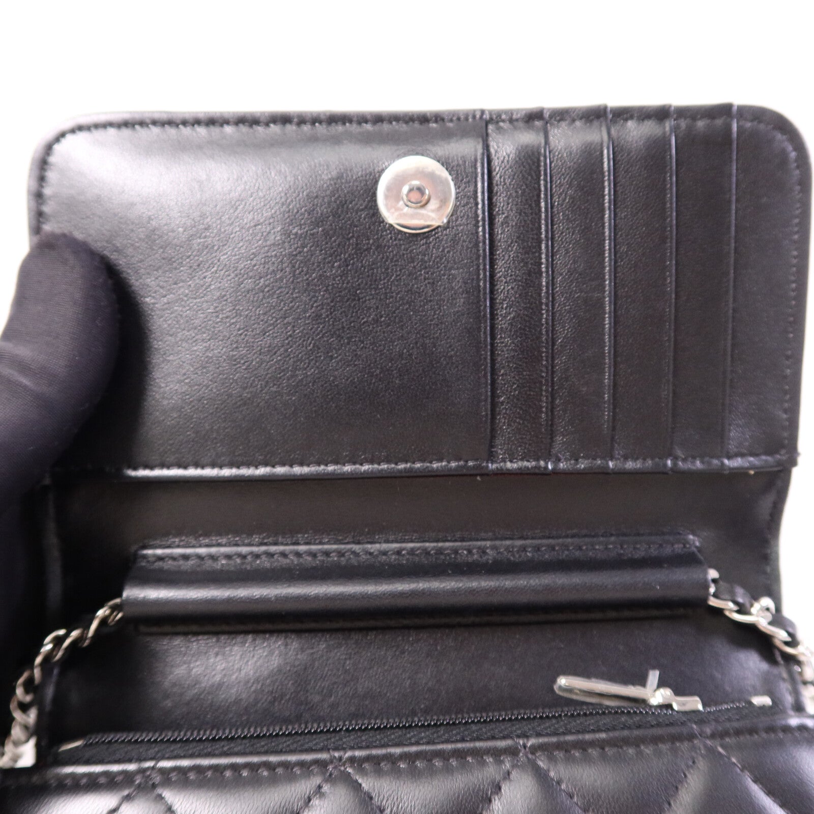 CHANEL 羊皮皮革Mini Wallet On Chain銀扣鏈帶肩背袋