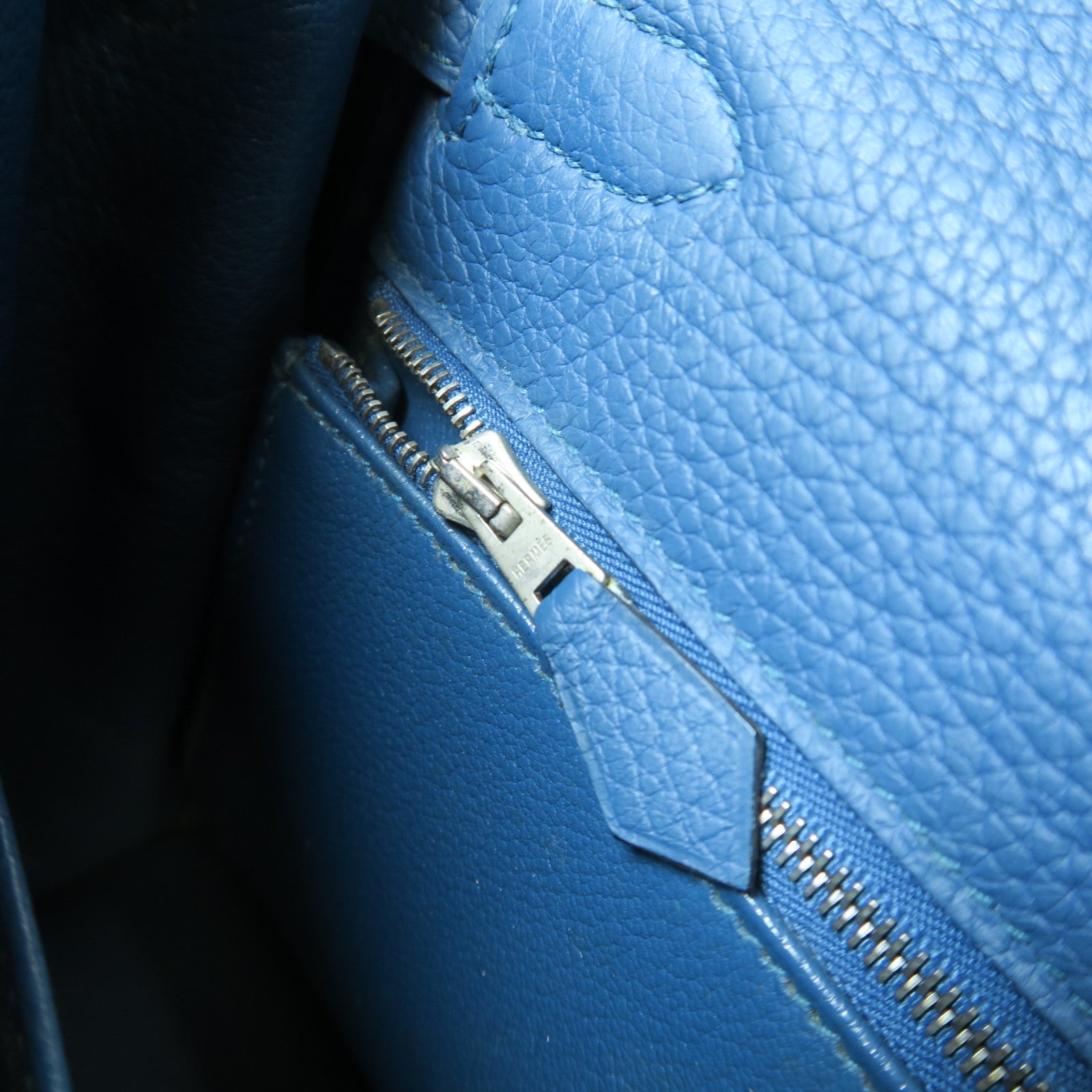 HERMES 【激減優惠】Clemence皮革Kelly 28銀扣手挽肩背兩用袋藍色