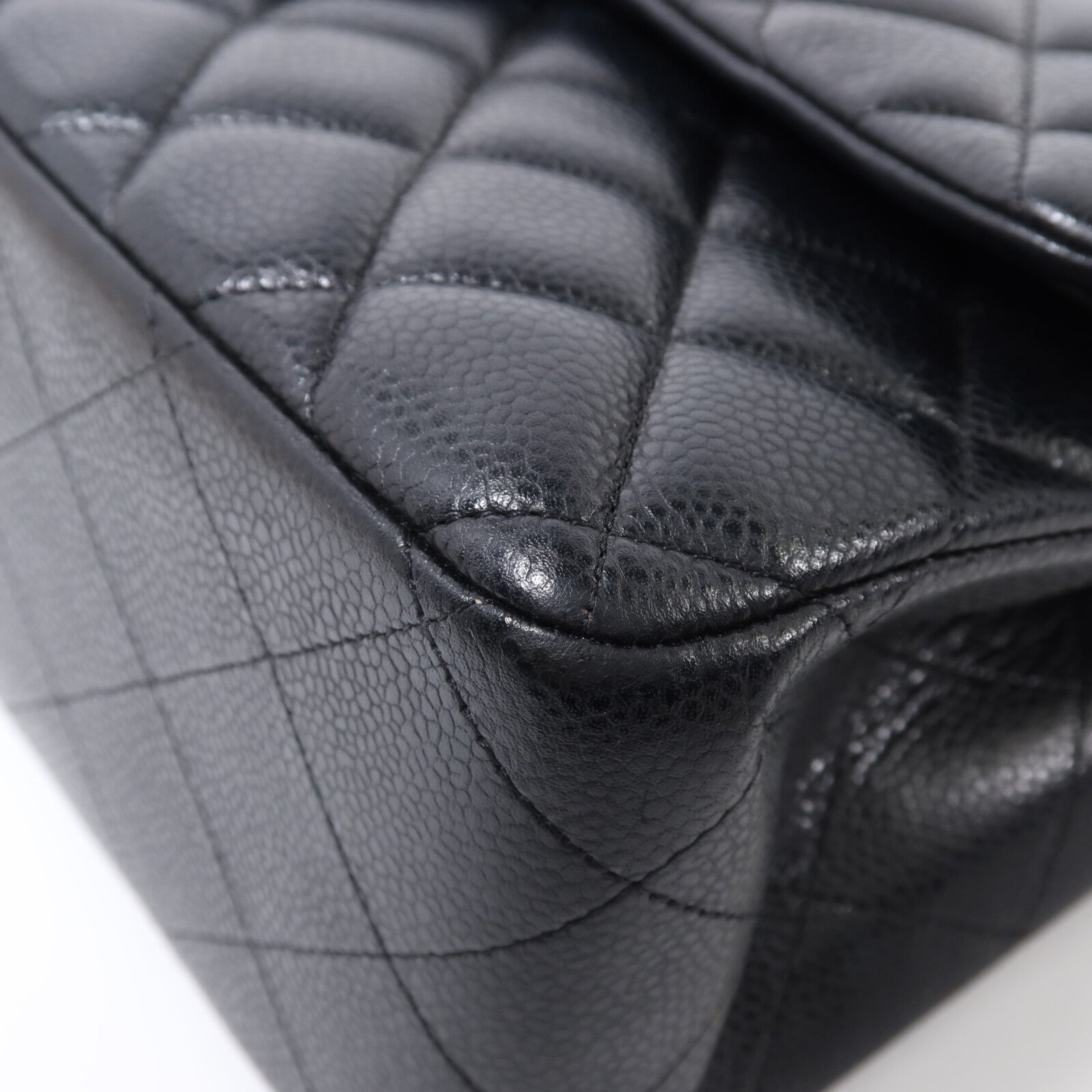 CHANEL 牛皮皮革Large Classic銀扣鏈帶肩背袋