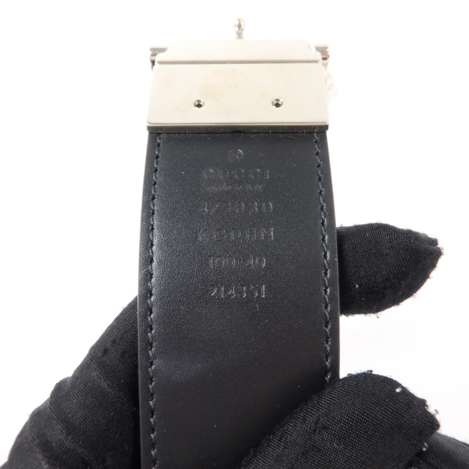 GUCCI 塗層帆布Interlocking G Belt (100Cm)銀扣要帶