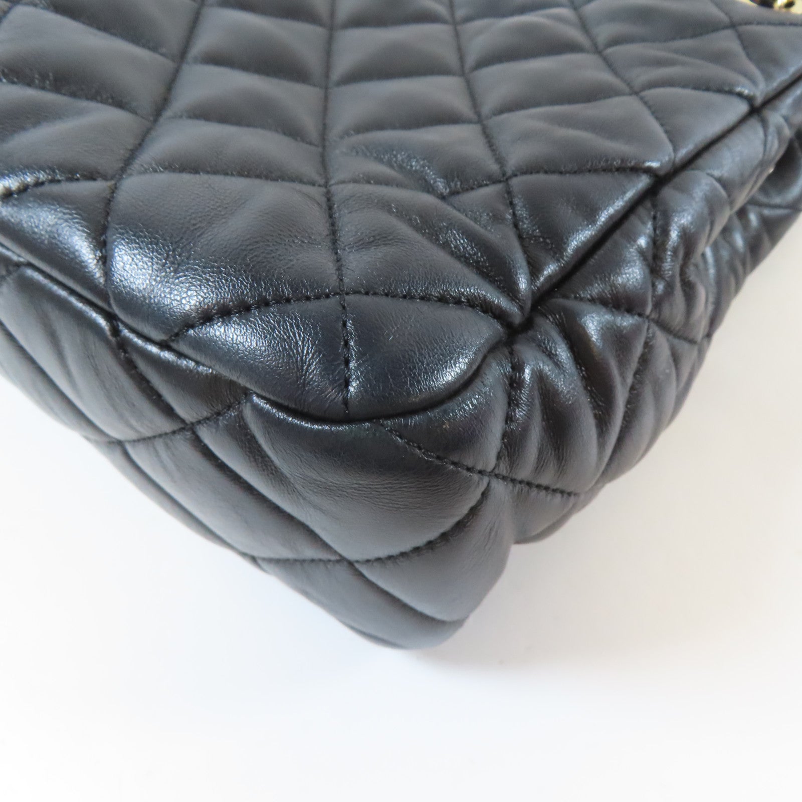 CHANEL 【激減優惠】菱格羊皮皮革Chain Shoulder Bag金扣鏈帶肩背袋深藍色