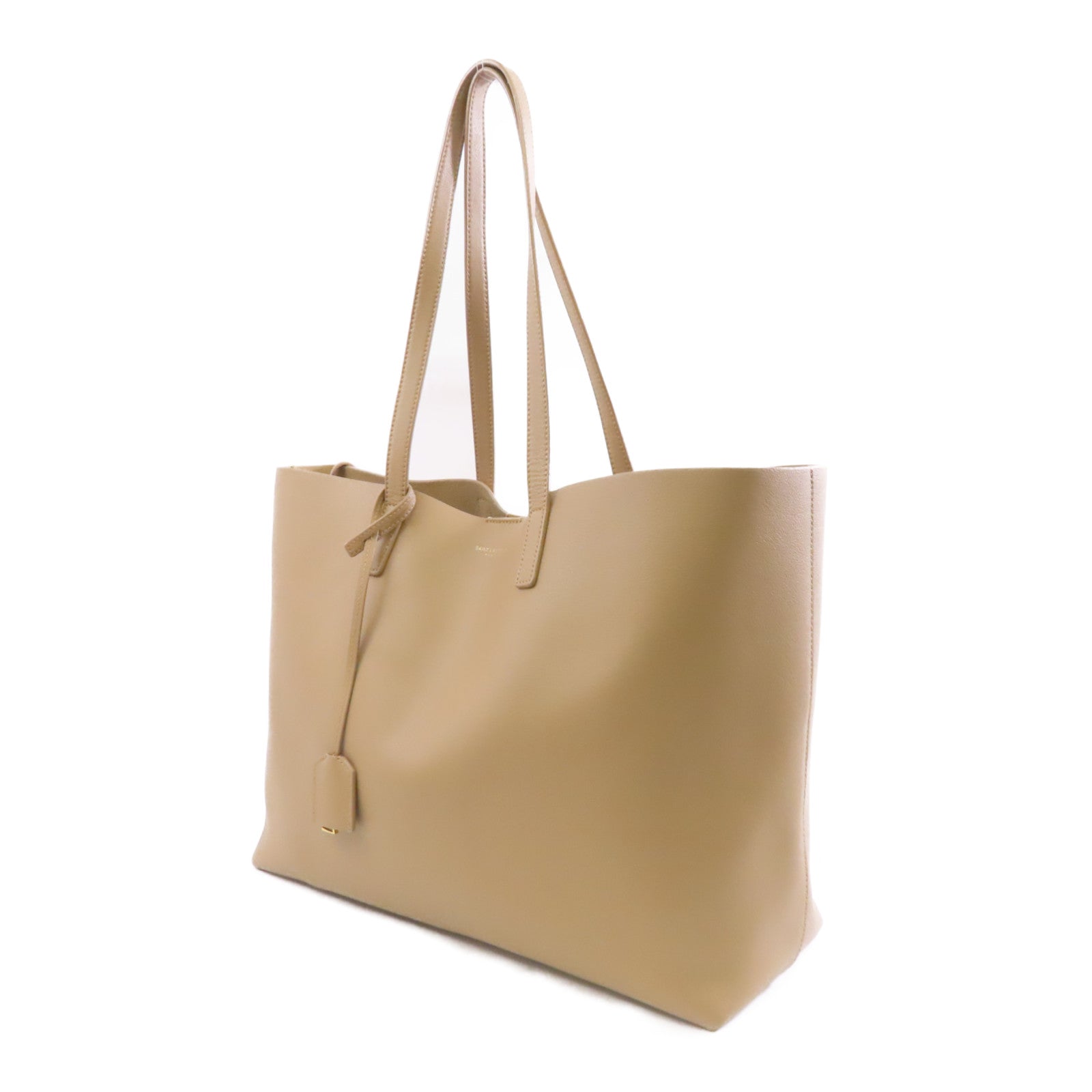 YVES SAINT LAURENT 牛皮皮革Shoulder Tote金扣手挽袋米色