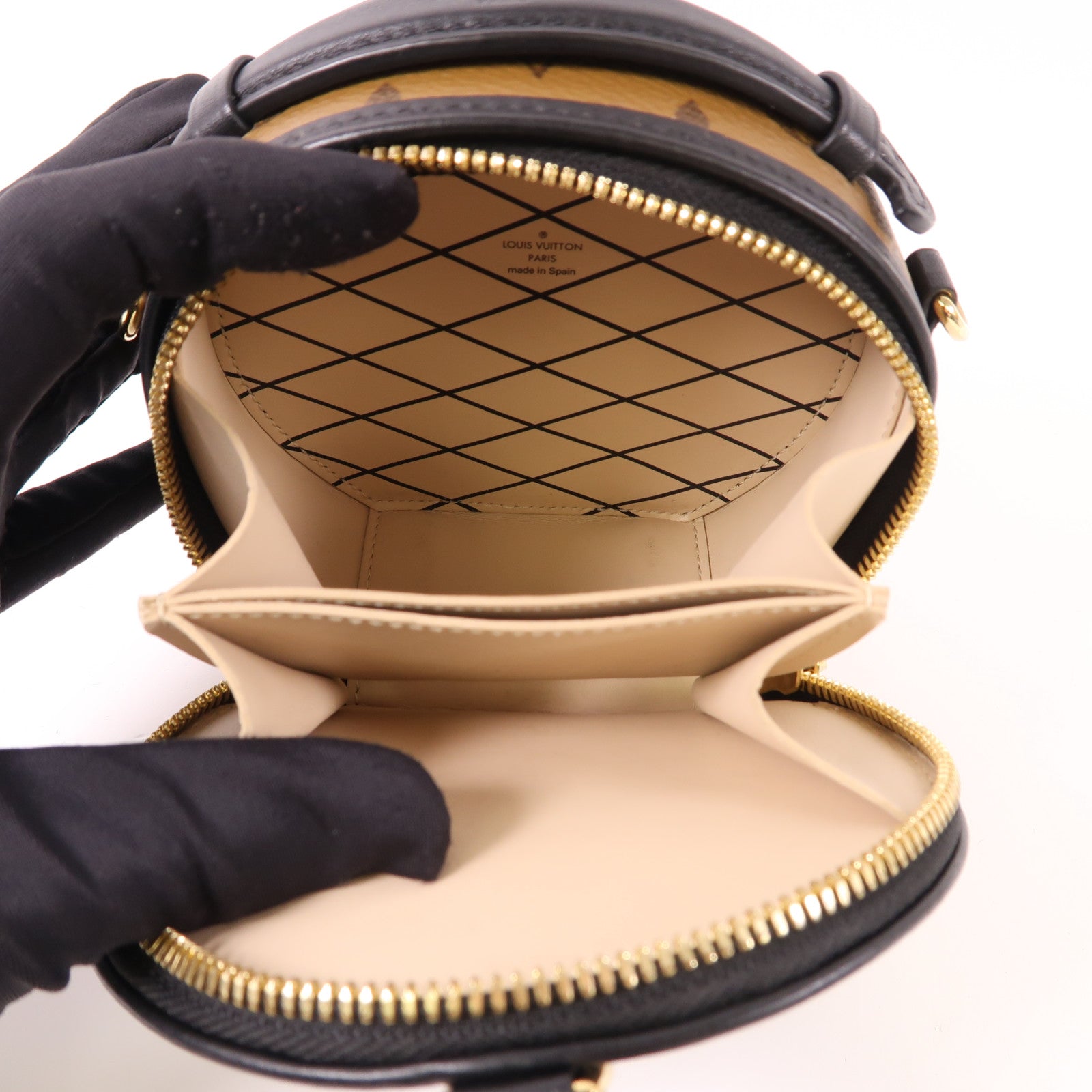 LOUIS VUITTON Monogram Reverse Mini Boite Chapeau金扣手挽肩背兩用袋