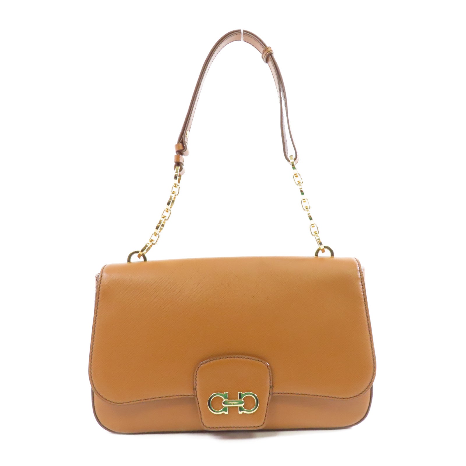 Salvatore Ferragamo 牛皮皮革Shoulder Bag金扣肩背袋啡色