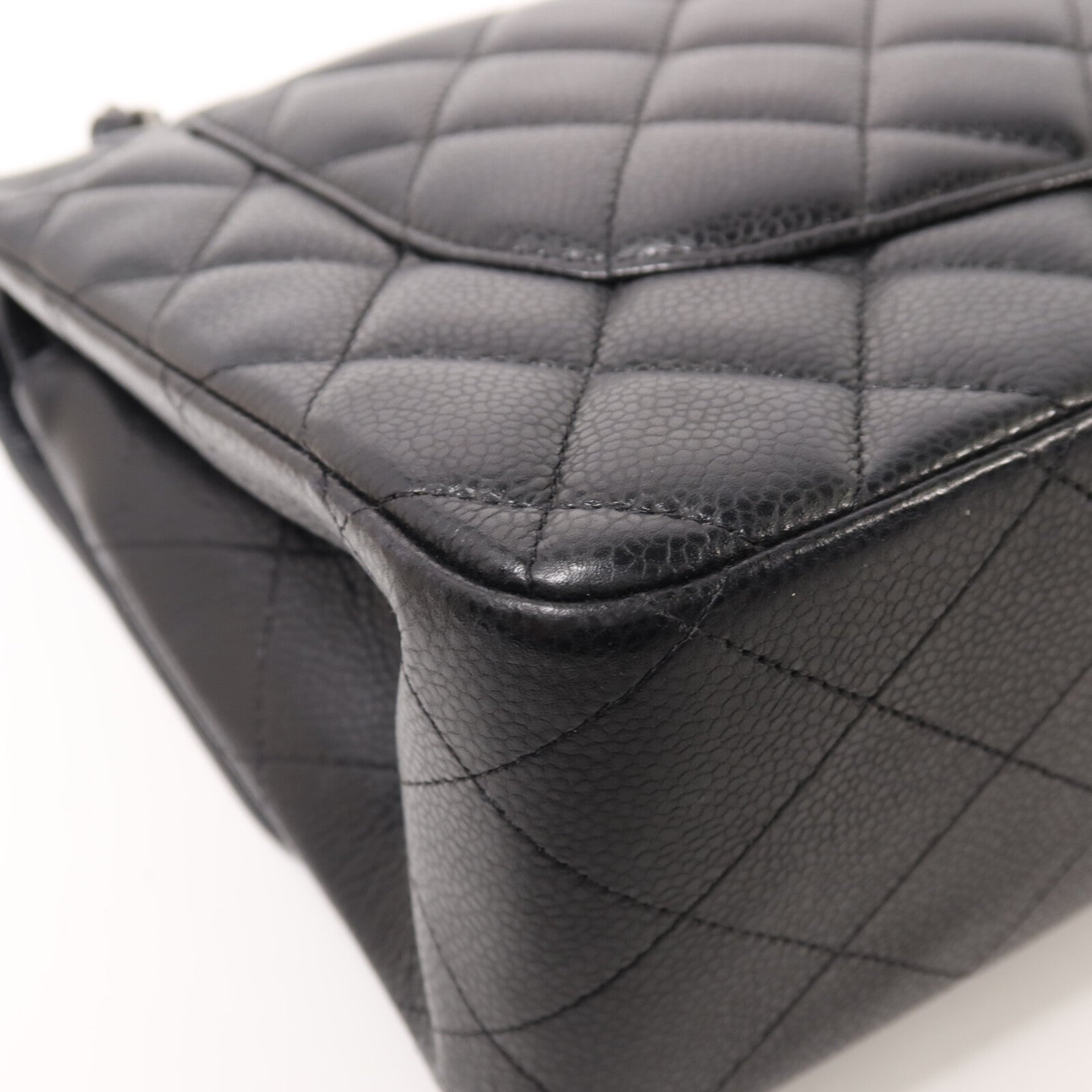 CHANEL 牛皮皮革Large Classic銀扣鏈帶肩背袋
