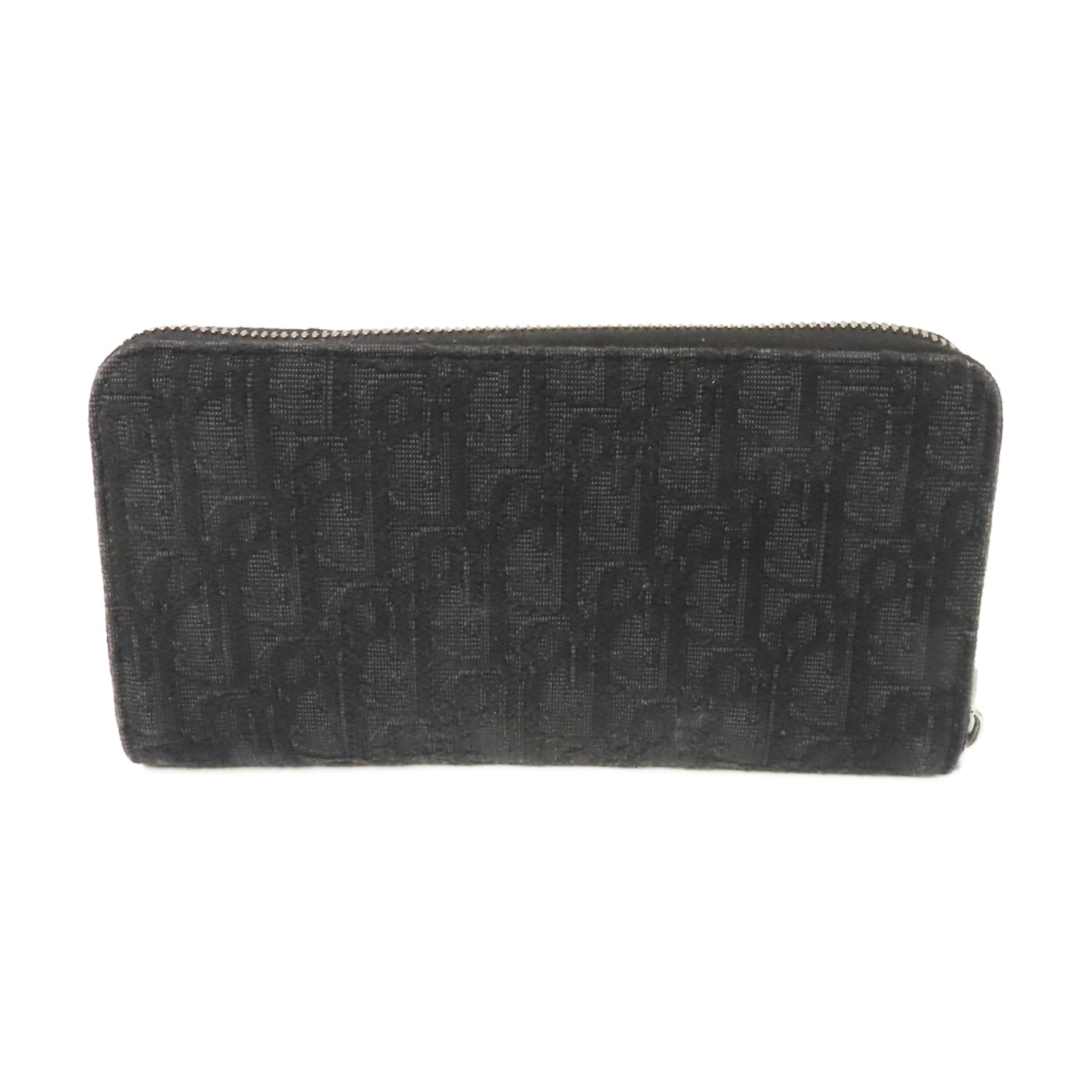 Dior 帆布Zipper Wallet銀扣長錢包黑色