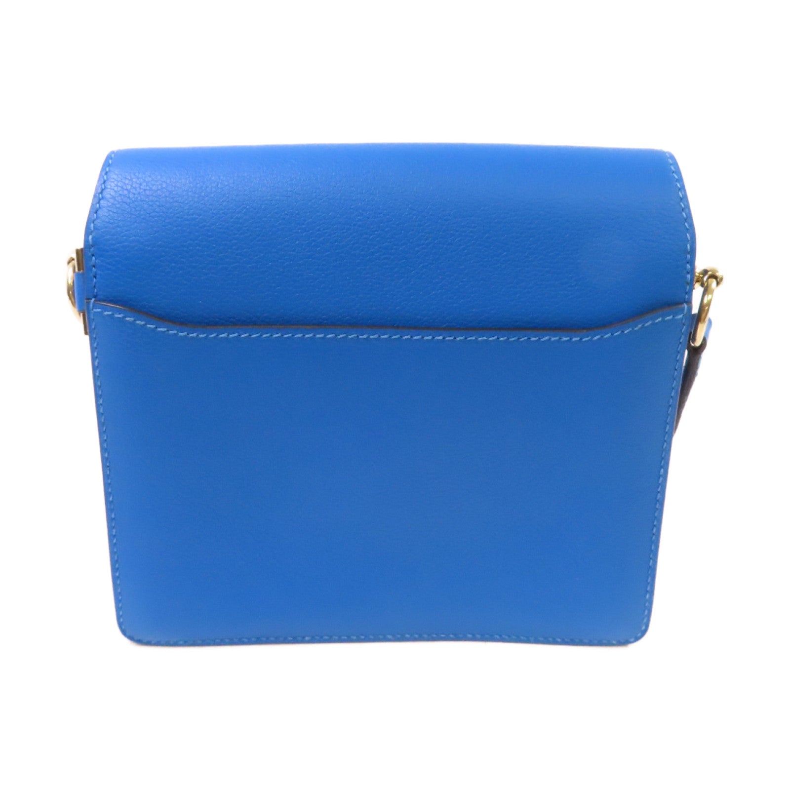 HERMES Evercolour皮革Mini Roulis Shoulder Bag金扣肩背袋T7 Bleu Saphir/寶石藍色
