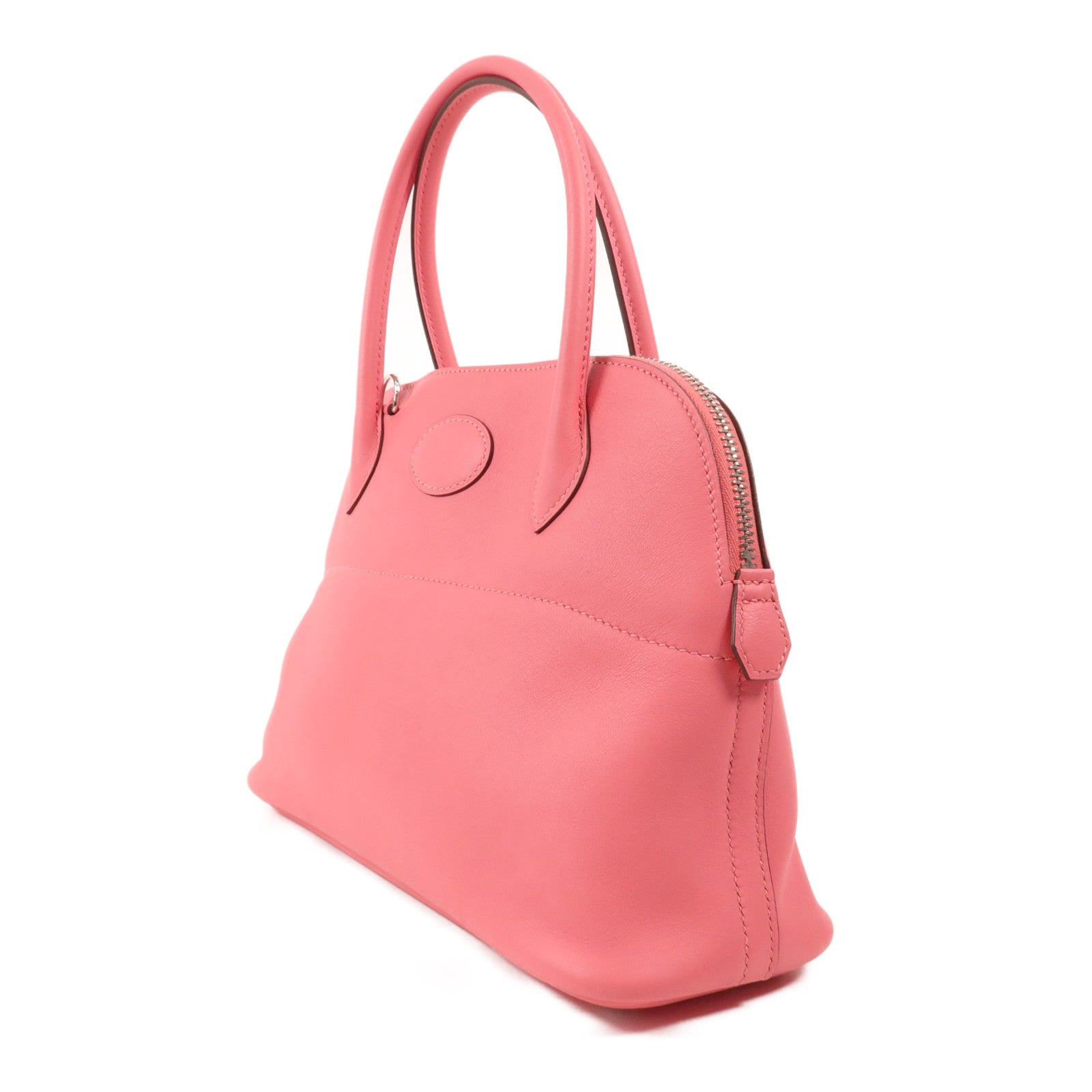 HERMES Swift皮革Bolide 27銀扣手挽肩背兩用袋Rose Azalee