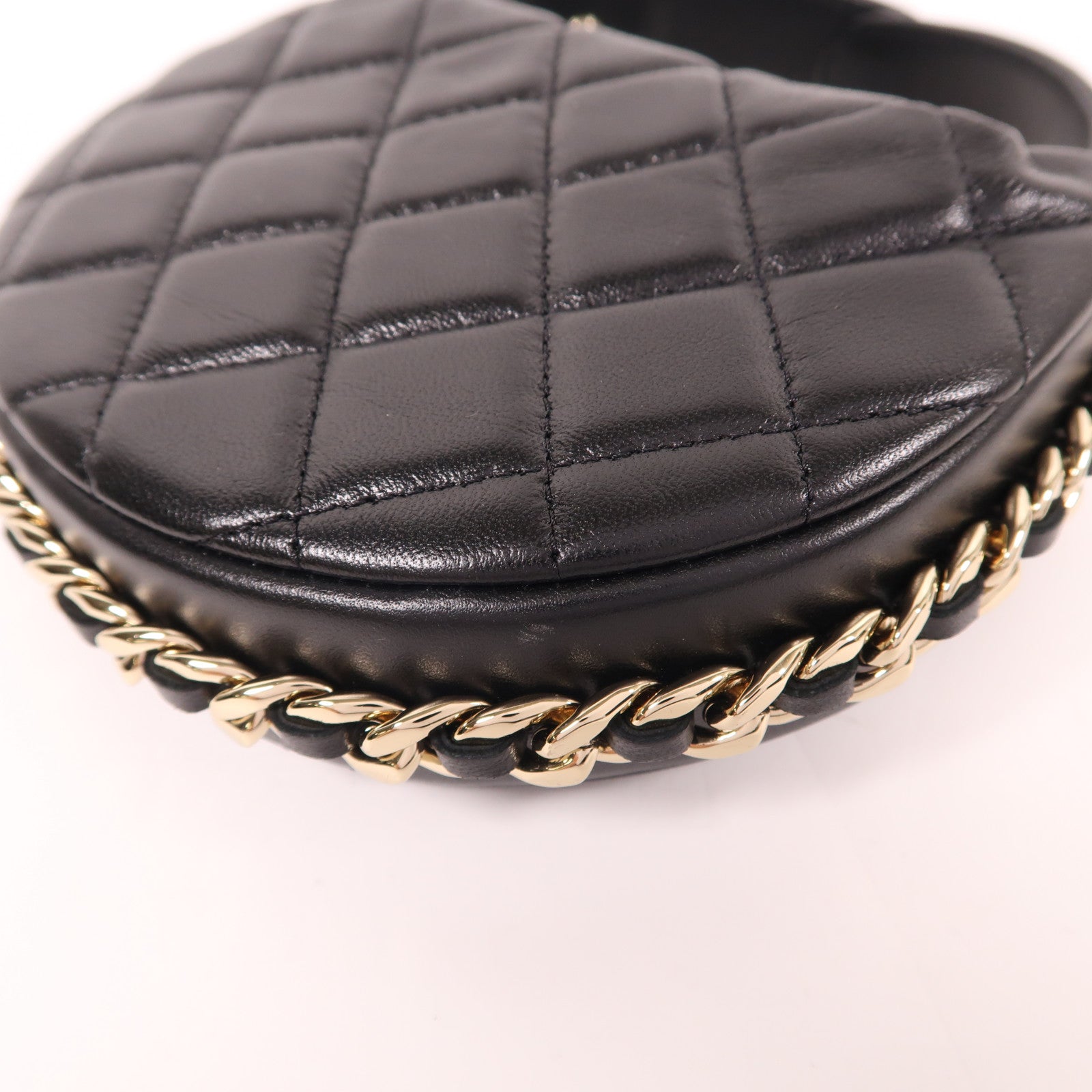 CHANEL 羊皮皮革Mini Bag Pouch銀扣手拿包黑色