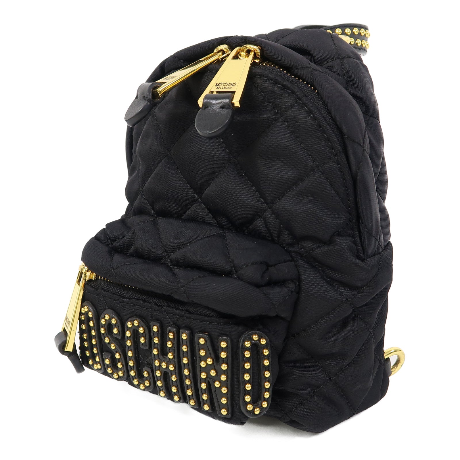 MOSCHINO 尼龍Backpack金扣背包黑色