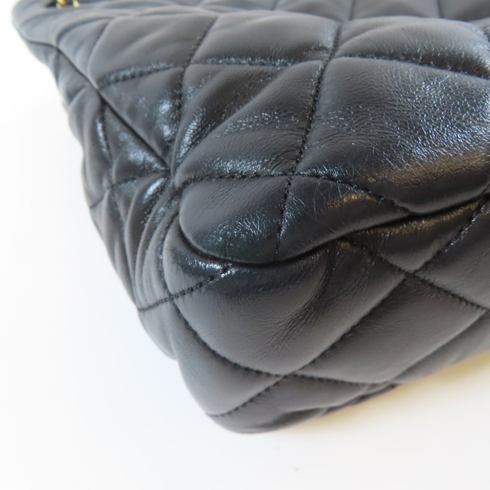 CHANEL 【激減優惠】菱格羊皮皮革Chain Shoulder Bag金扣鏈帶肩背袋深藍色