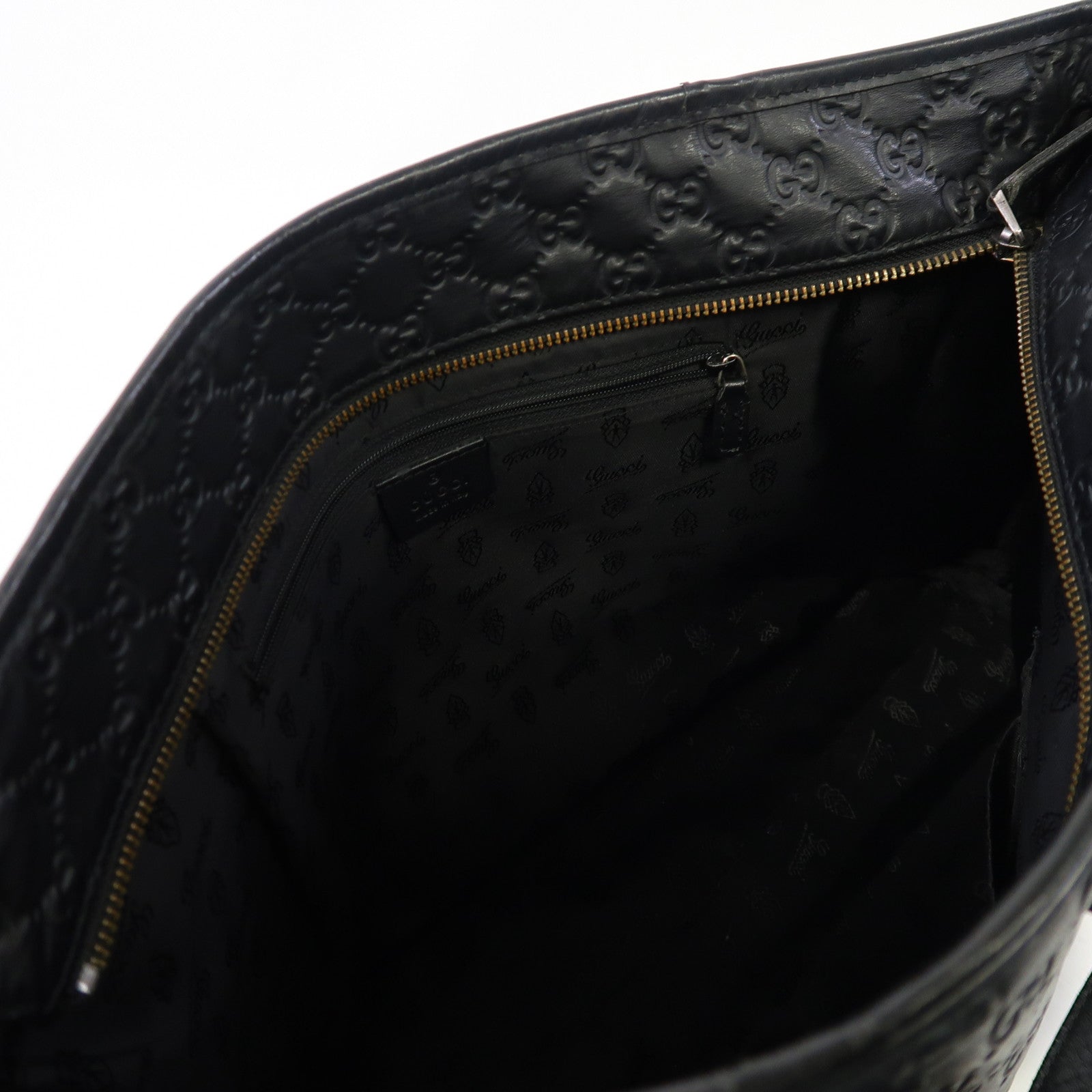 GUCCI 牛皮皮革Tote Bag金扣肩背袋黑色