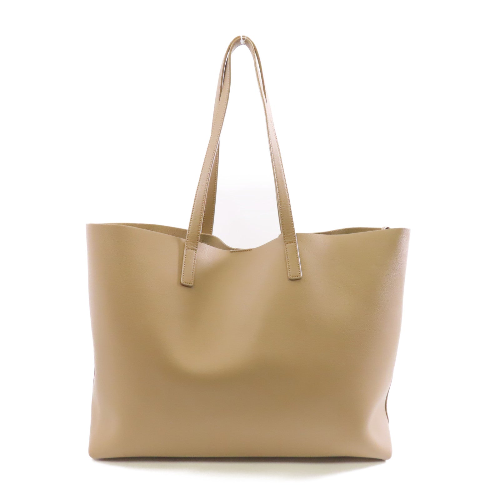 YVES SAINT LAURENT 牛皮皮革Shoulder Tote金扣手挽袋米色