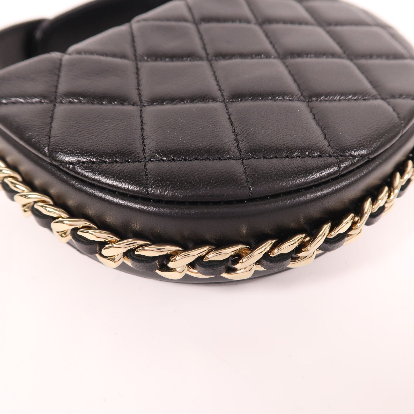CHANEL 羊皮皮革Mini Bag Pouch銀扣手拿包黑色