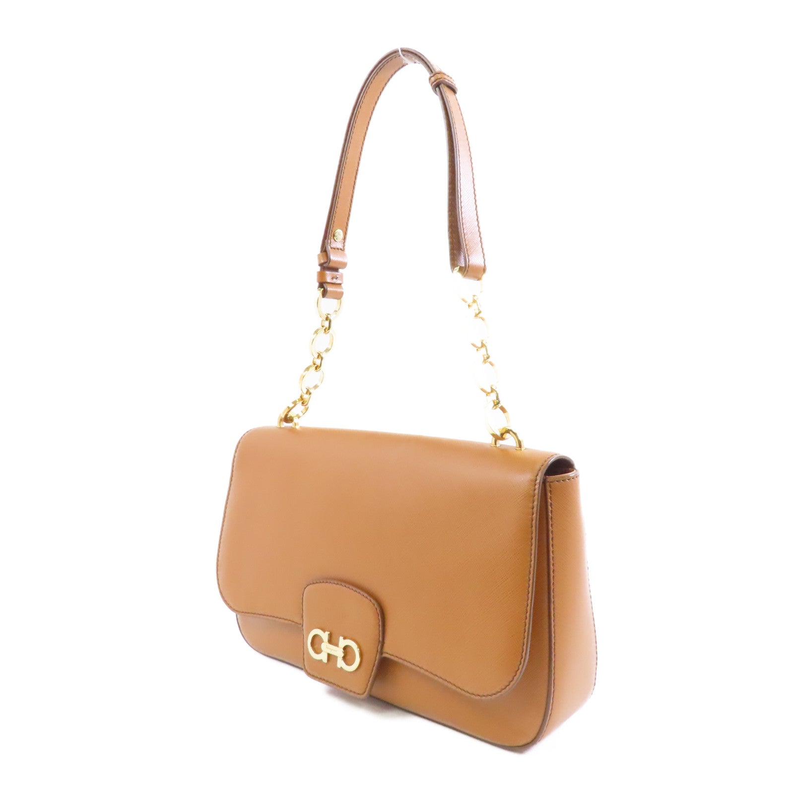 Salvatore Ferragamo 牛皮皮革Shoulder Bag金扣肩背袋啡色
