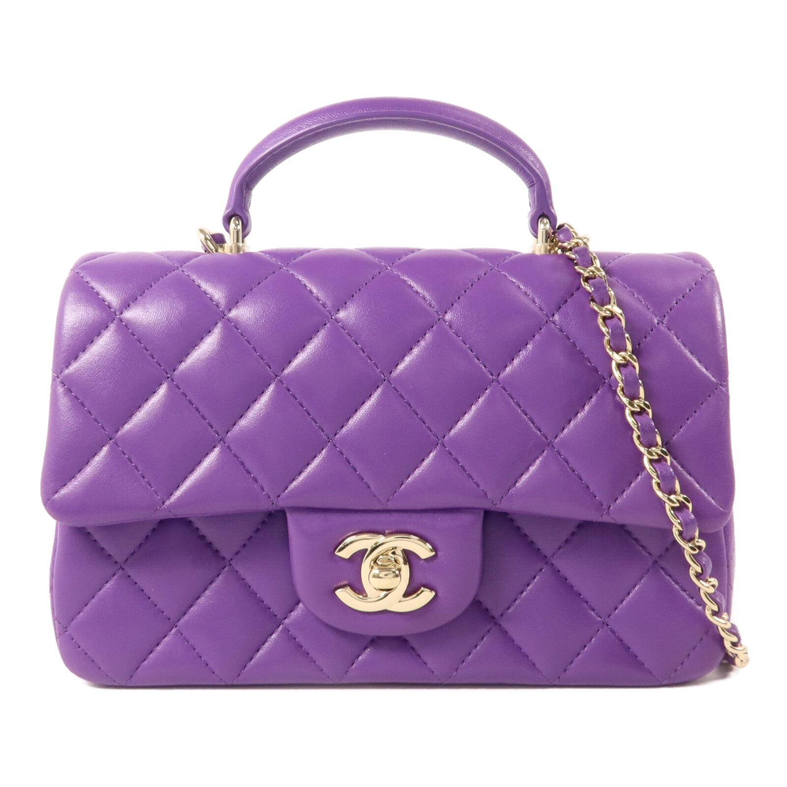 CHANEL 羊皮皮革Mini Top Handle手挽肩背兩用袋