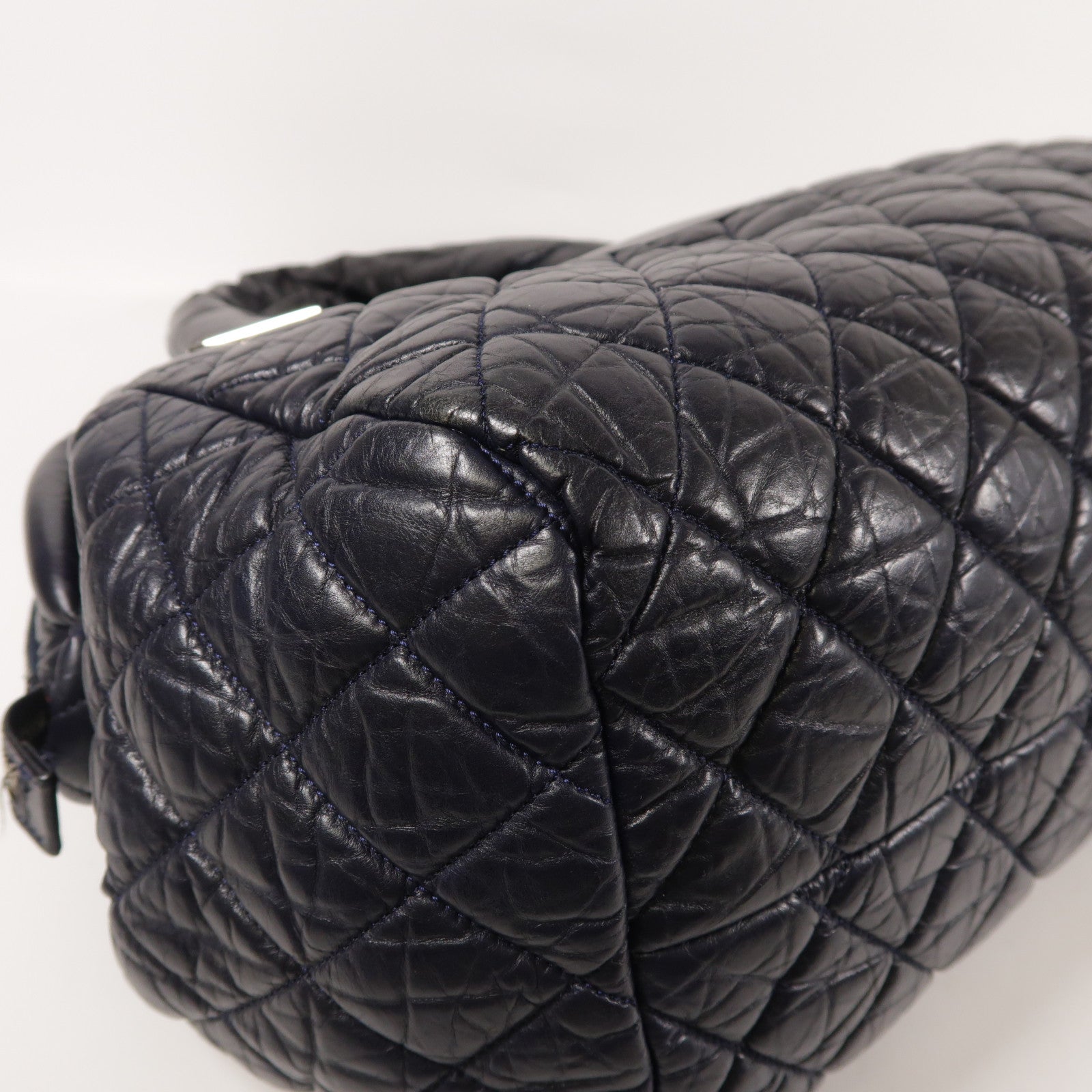 CHANEL CC SHW CoCo CoCoon Hand Bag Calfskin Leather Blue