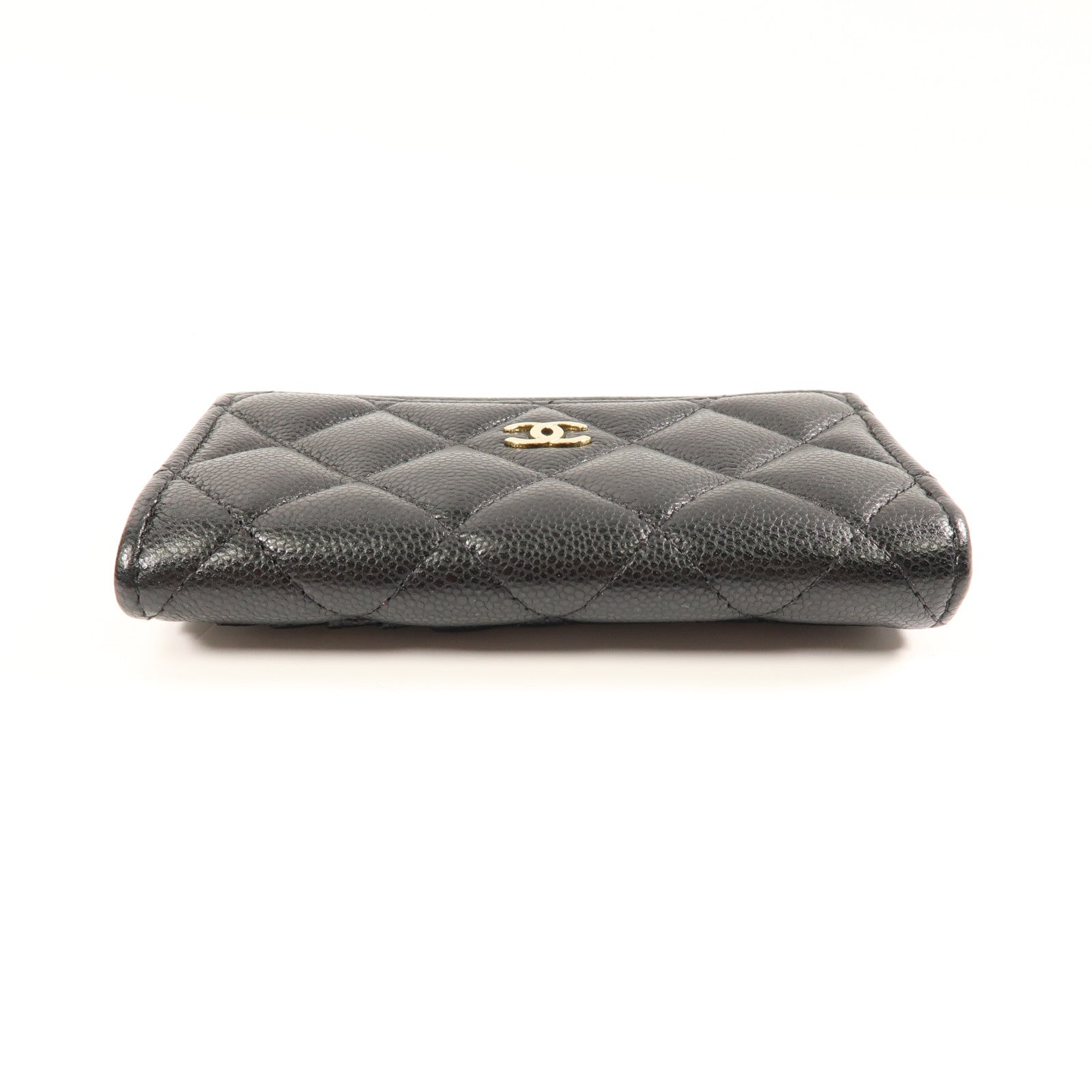CHANEL 菱格牛皮皮革Card Case金扣卡片套黑色