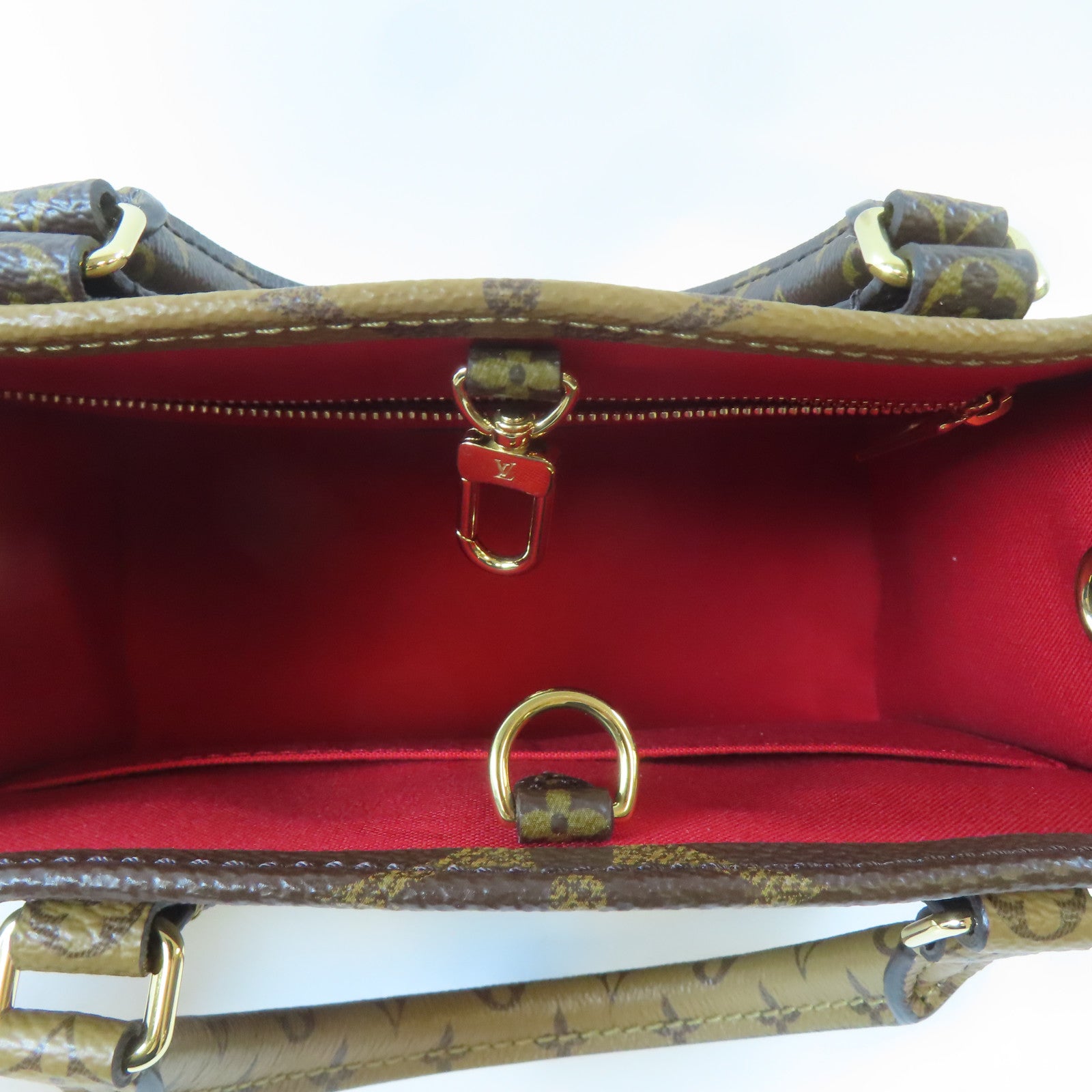 LOUIS VUITTON Monogram On The Go PM金扣手挽肩背兩用袋啡色