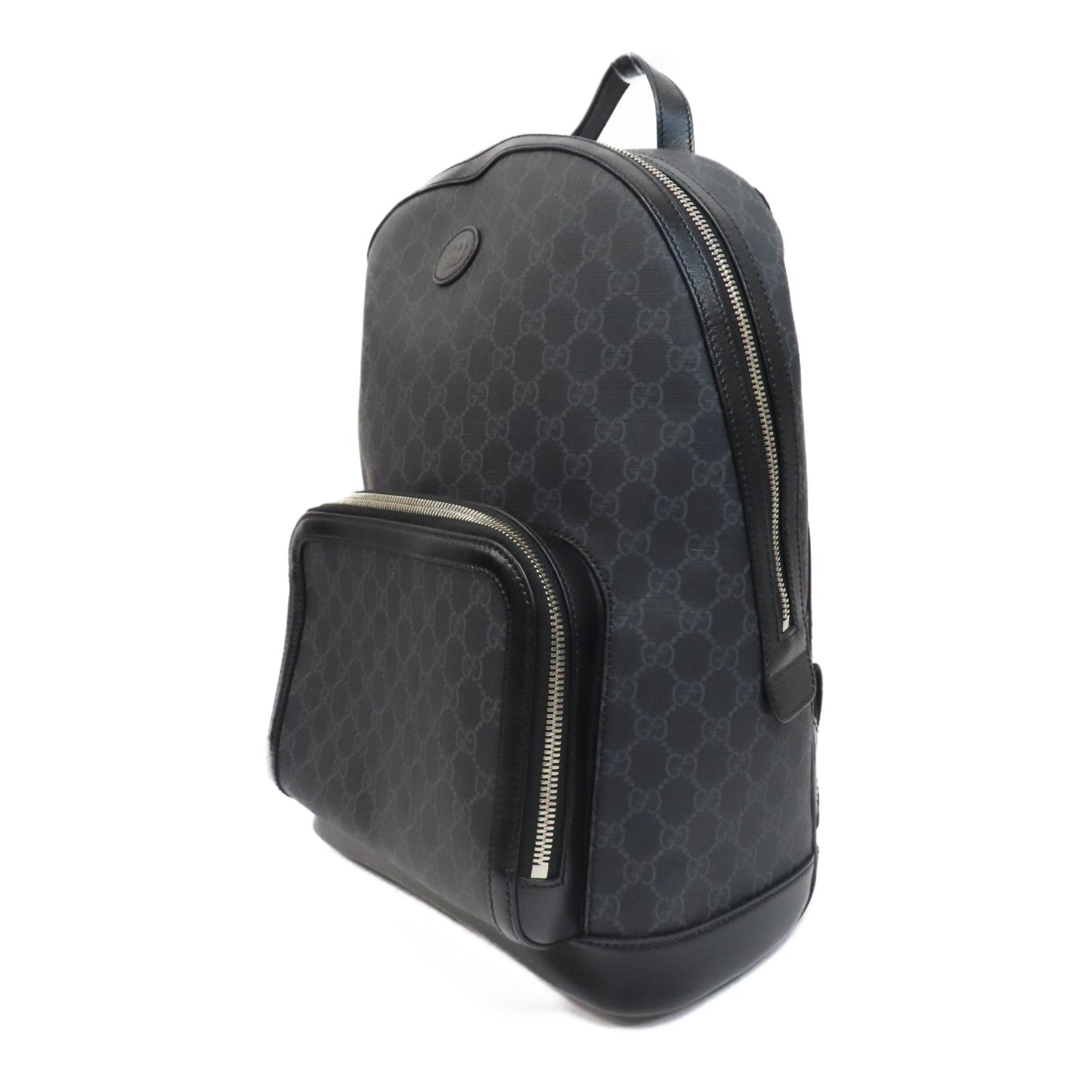GUCCI 塗層帆布Backpack銀扣背包黑色