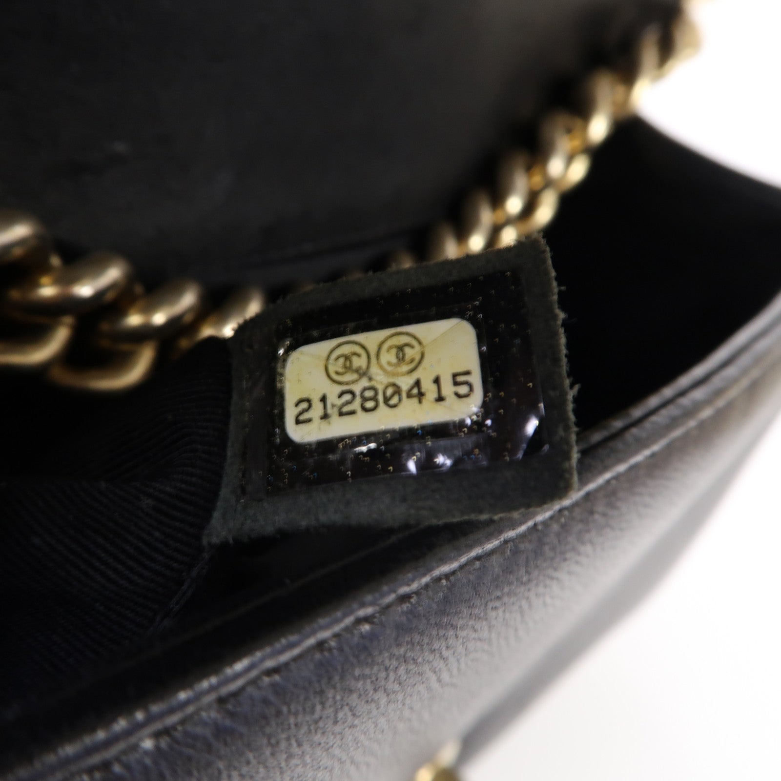 CHANEL 【激減優惠】菱格羊皮皮革Boy 20金扣鏈帶肩背袋黑色