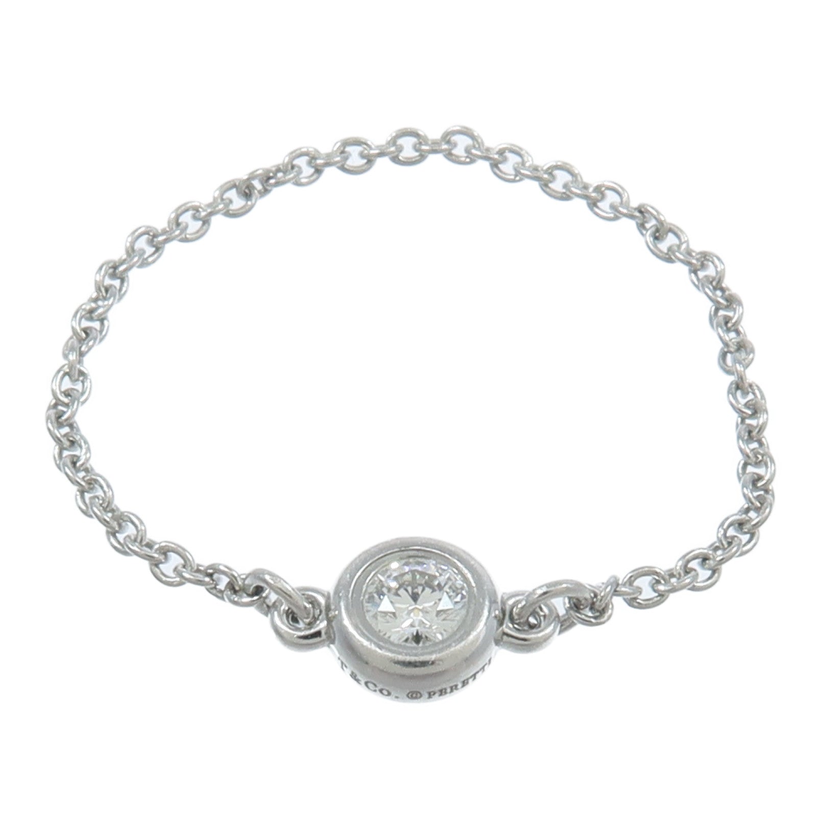 TIFFANY＆CO PT950鉑金Elsa Peretti Diamond Chain Ring戒指
