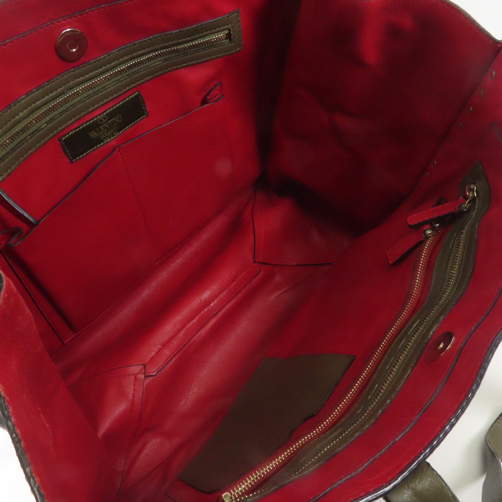 Valentino 帆布Tote Bag金扣手挽袋綠色