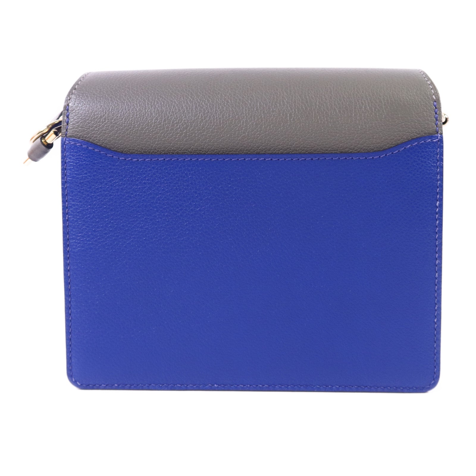 HERMES Evercolor皮革Roulis Mini金扣肩背袋灰色/藍色