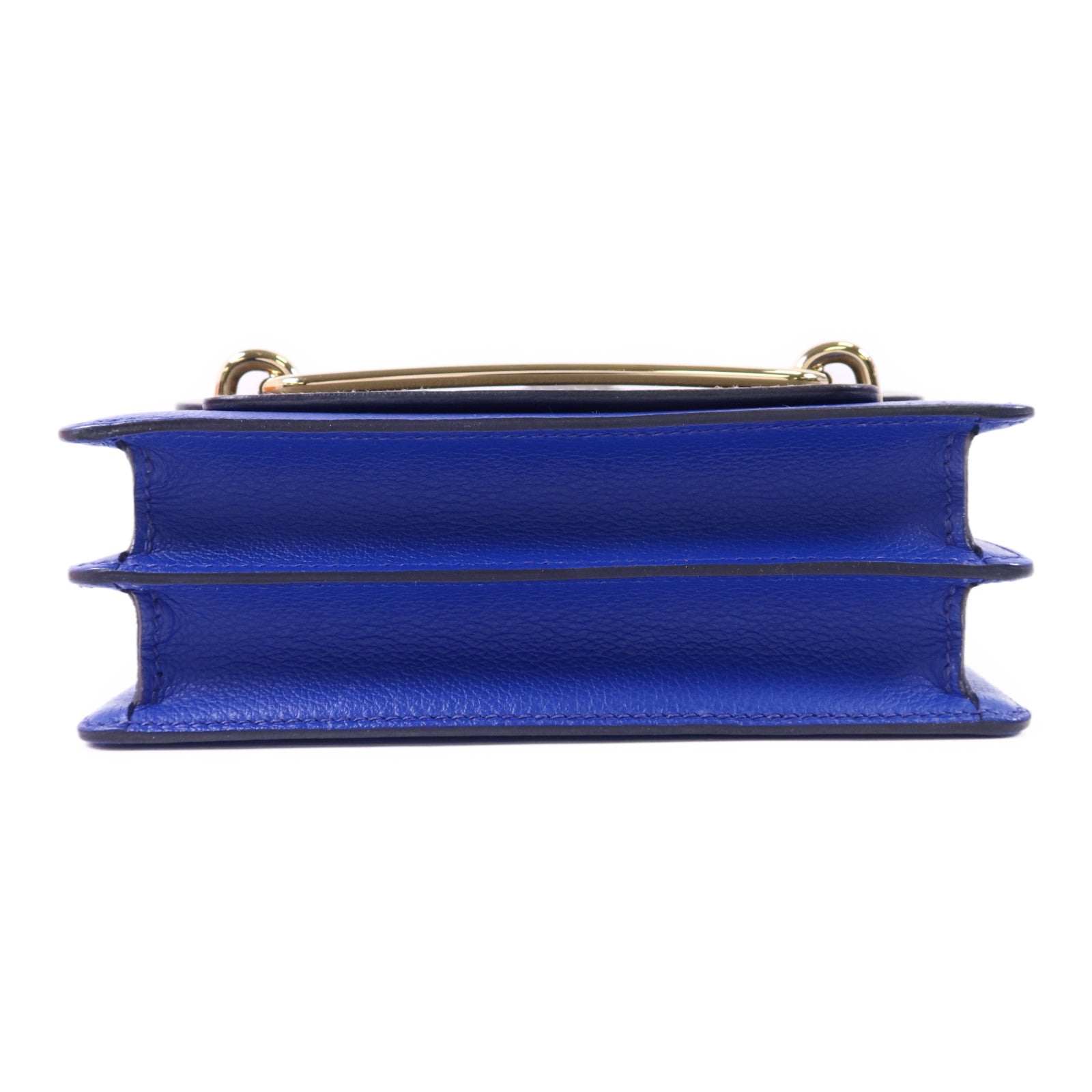 HERMES Evercolor皮革Roulis Mini金扣肩背袋灰色/藍色