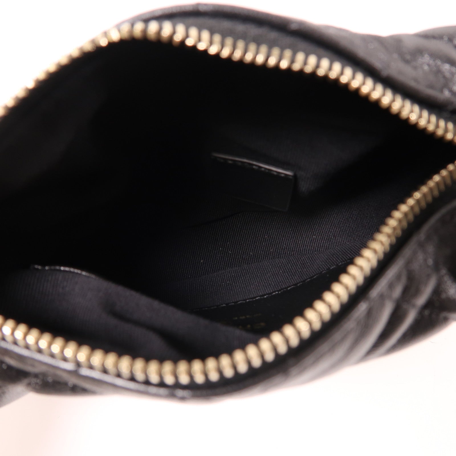 CHANEL 羊皮皮革Mini Bag Pouch銀扣手拿包黑色