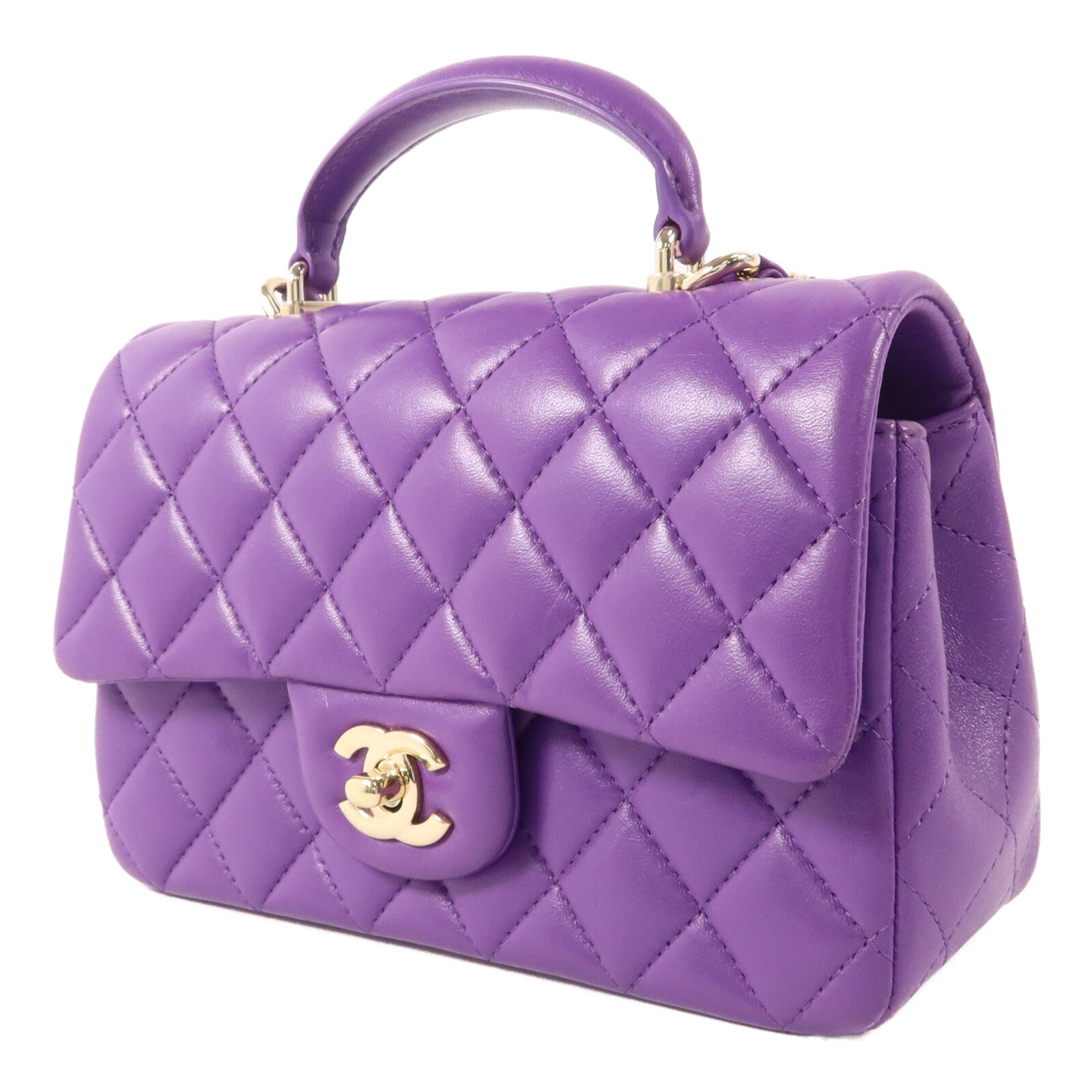 CHANEL 羊皮皮革Mini Top Handle手挽肩背兩用袋