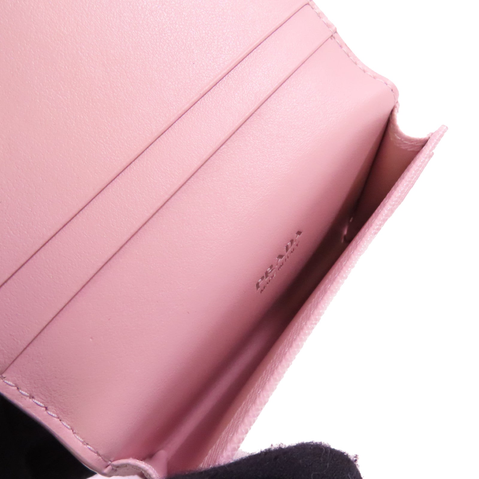 PRADA Saffiano皮革Card Case銀扣卡片套粉紅色