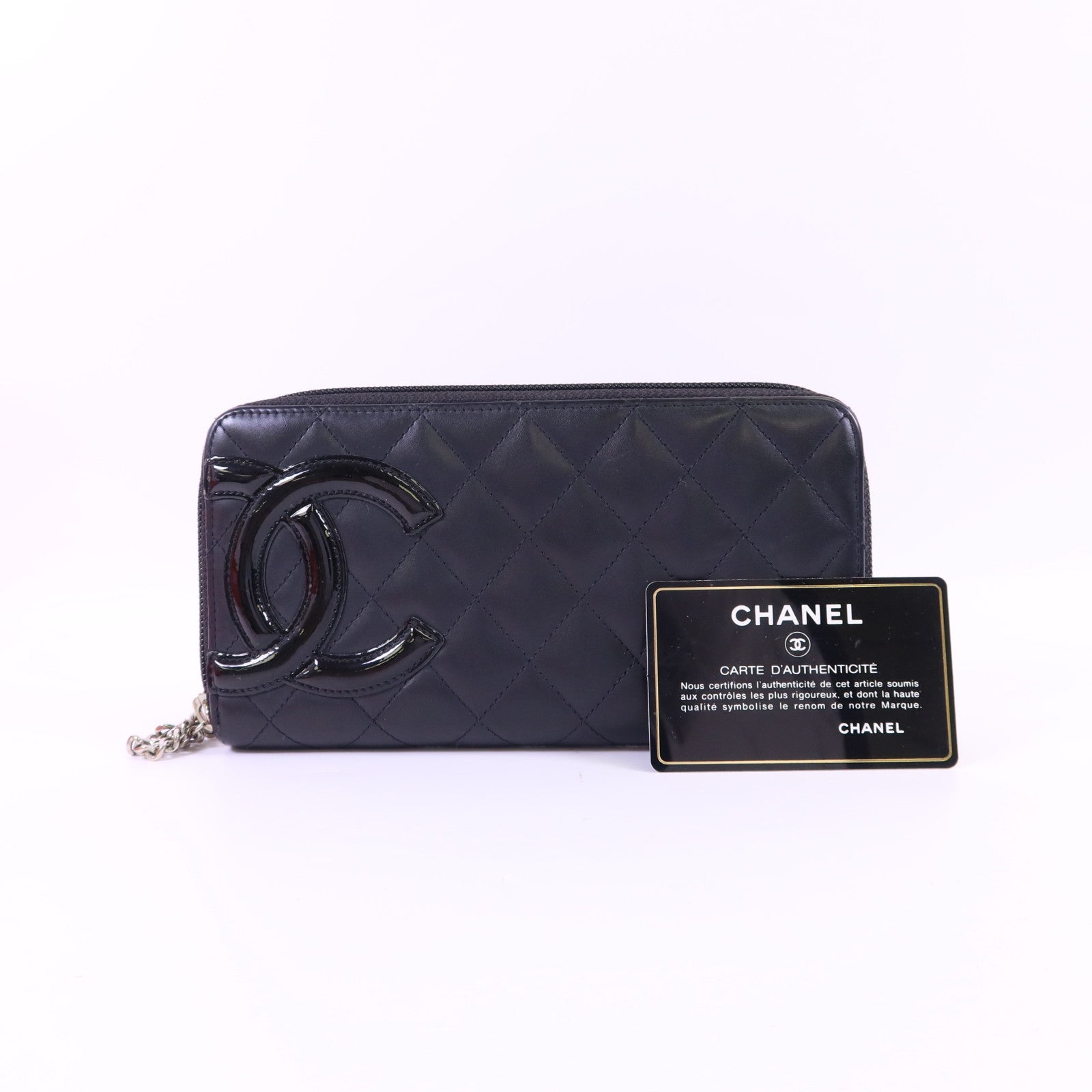 CHANEL 【激減優惠】牛皮皮革Cambon Wallet銀扣長錢包