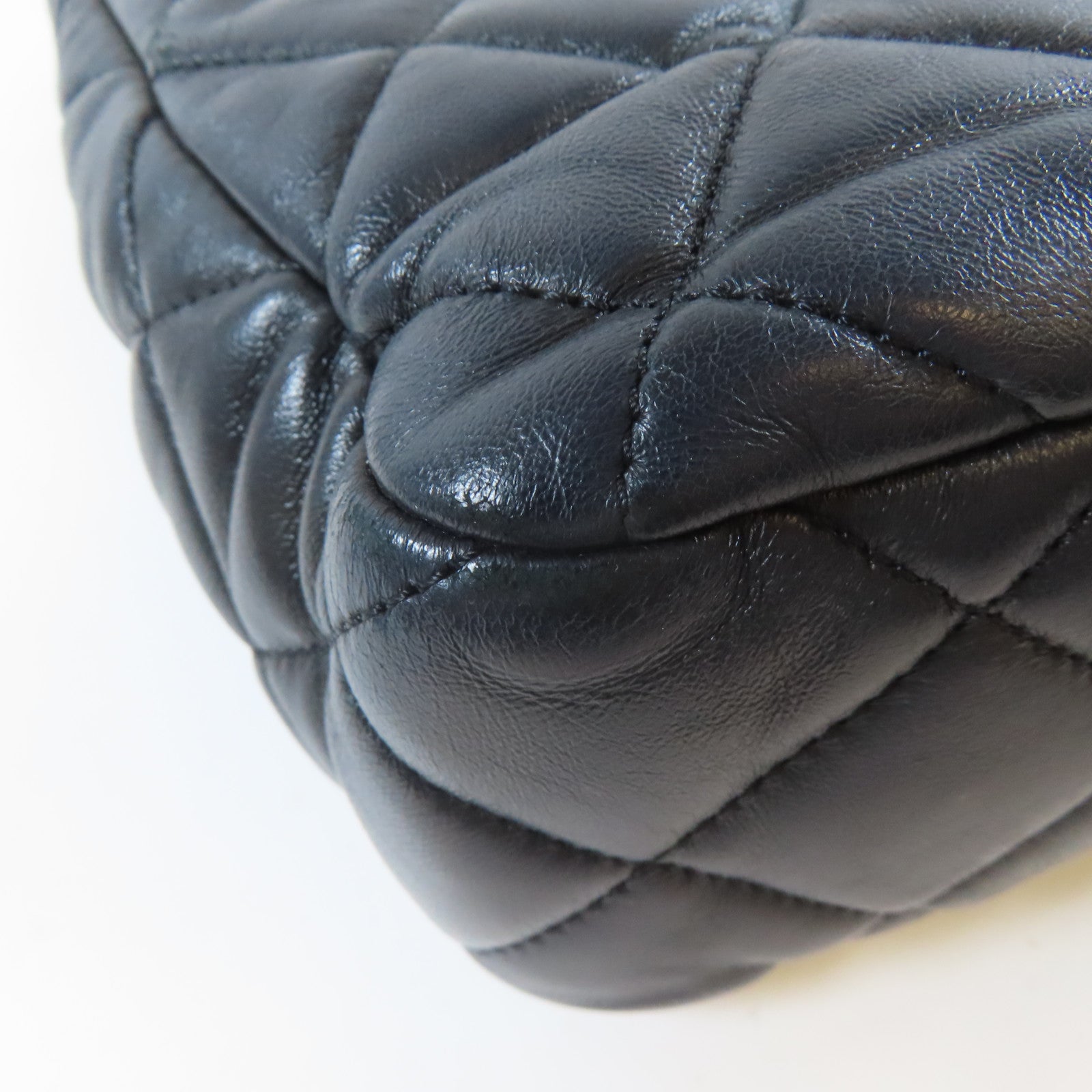 CHANEL 【激減優惠】菱格羊皮皮革Chain Shoulder Bag金扣鏈帶肩背袋深藍色