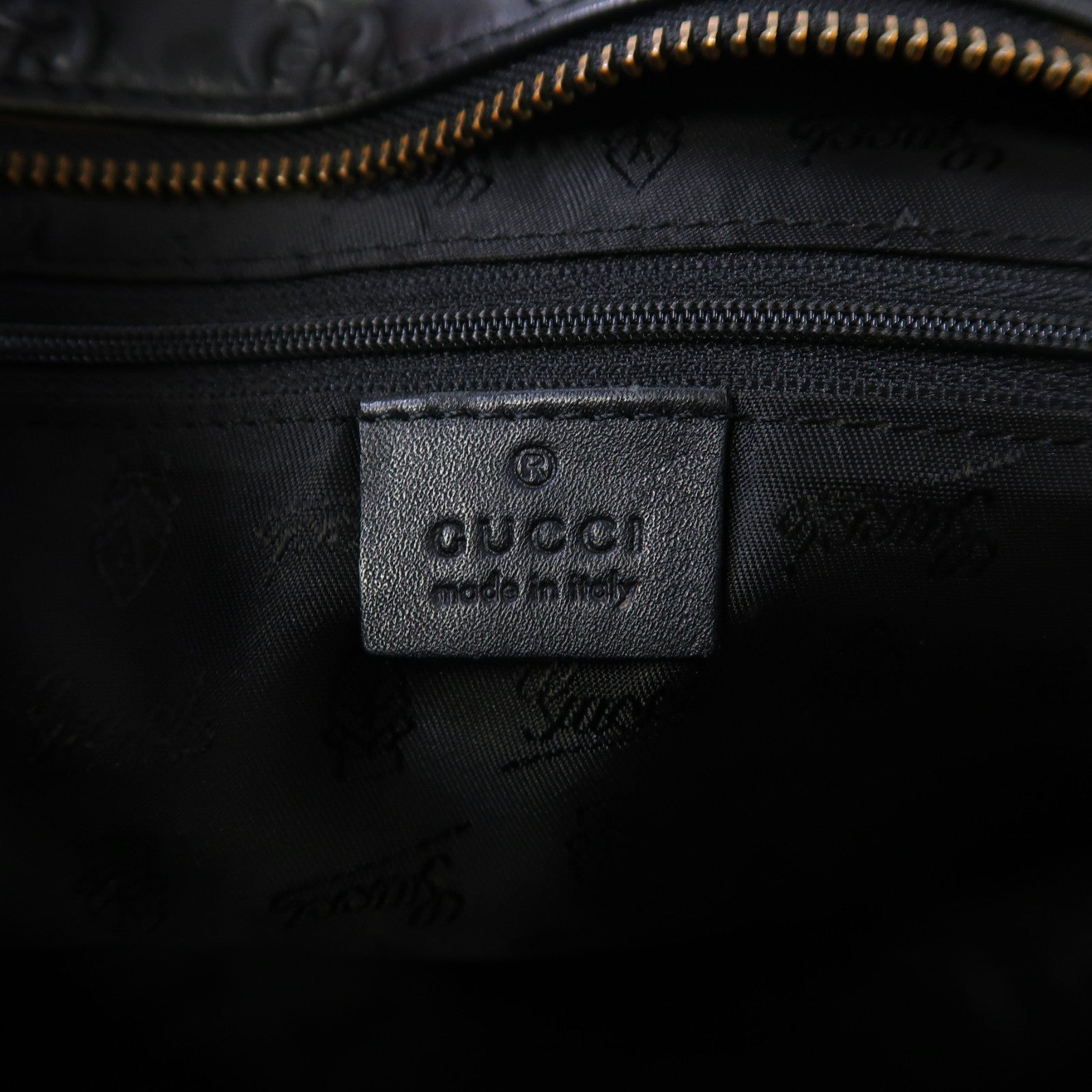 GUCCI 牛皮皮革Tote Bag金扣肩背袋黑色