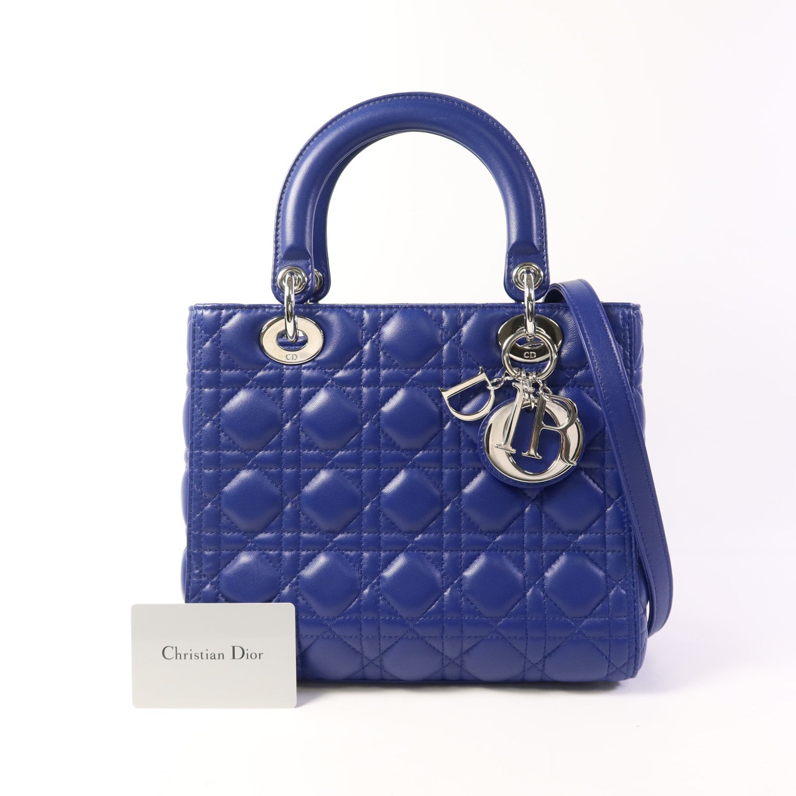 Dior 羊皮皮革Lady Dior銀扣手挽肩背兩用袋