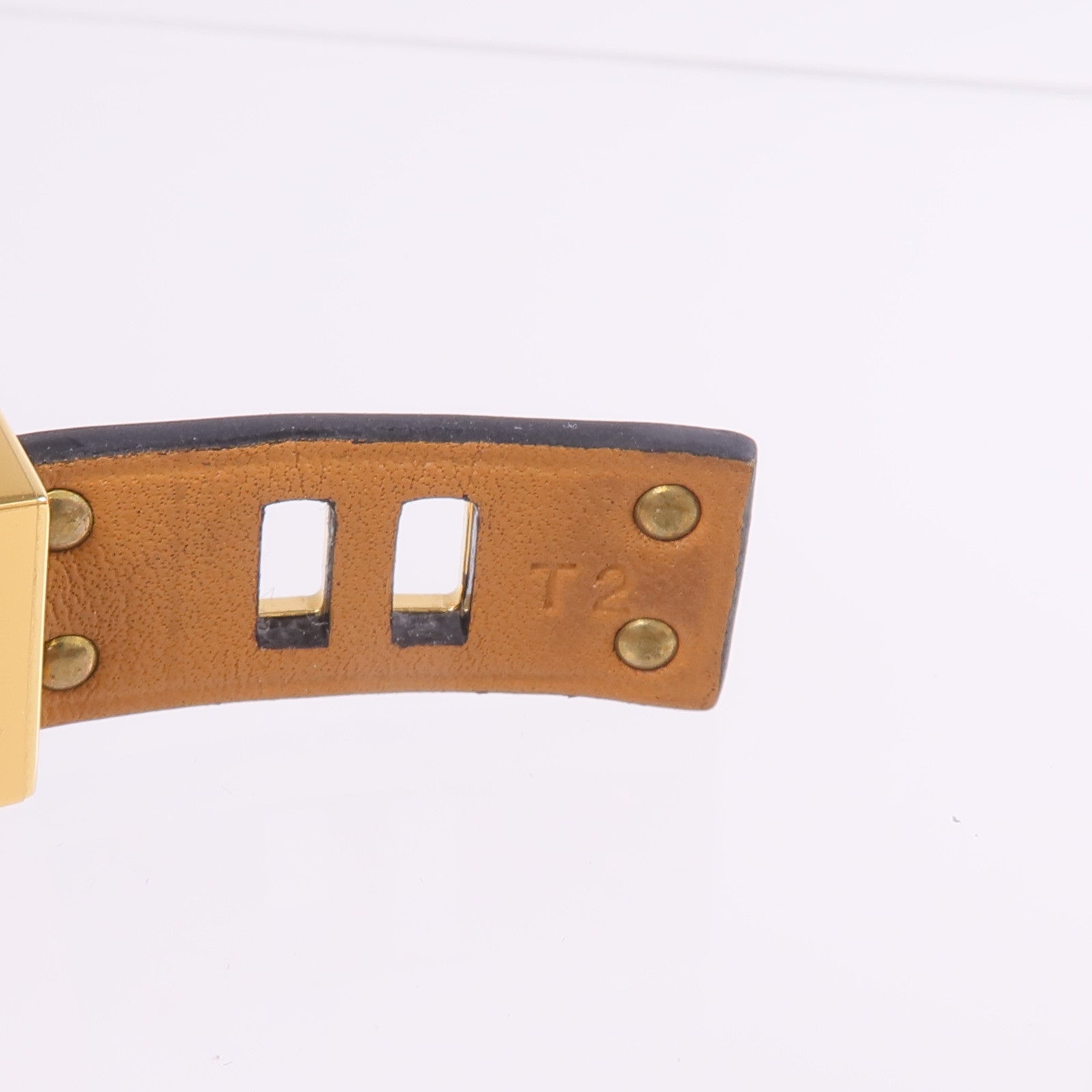 HERMES Evercolor皮革Mini Dog Clous金扣手帶Noir