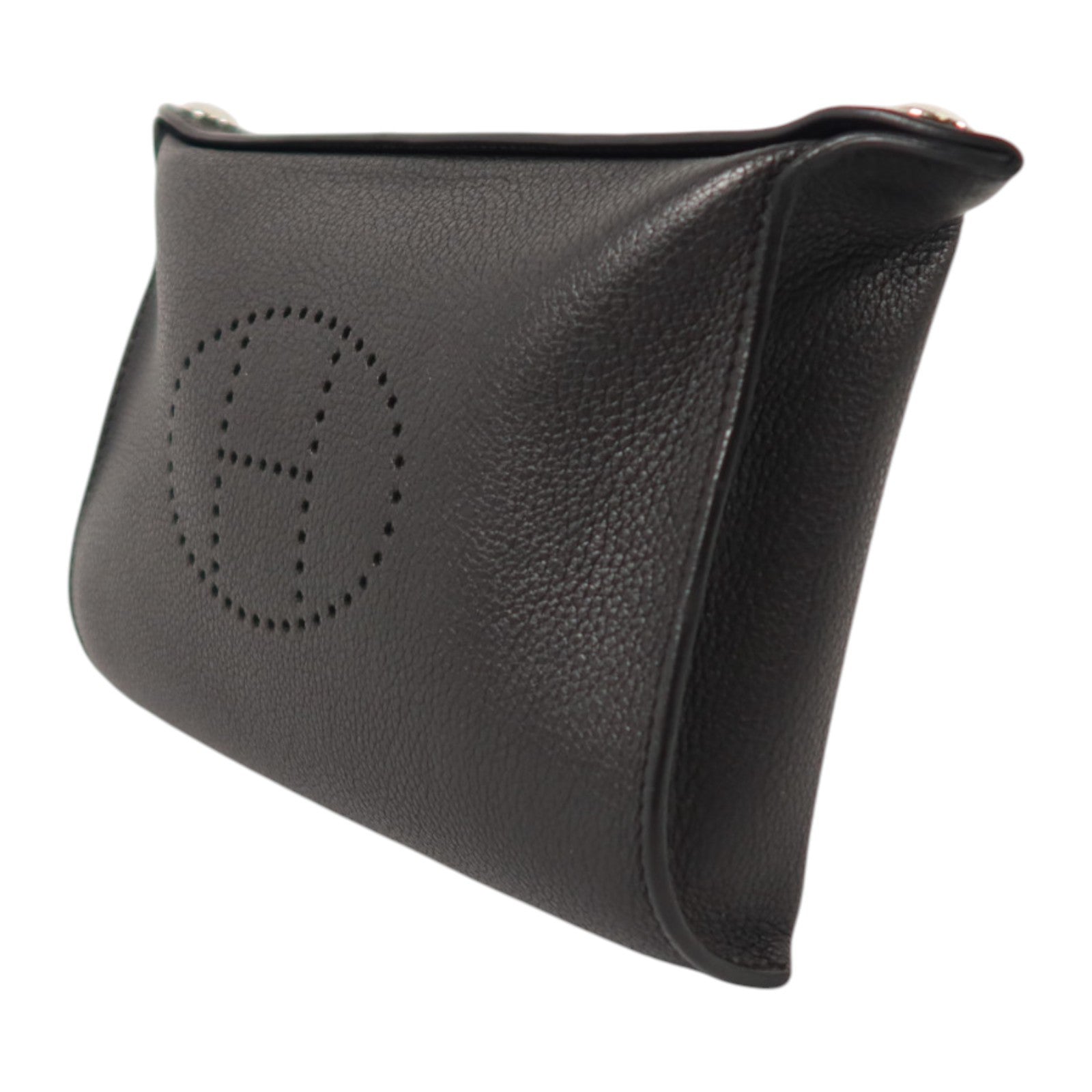 HERMES Togo皮革Vide Poches銀扣肩背袋Noir
