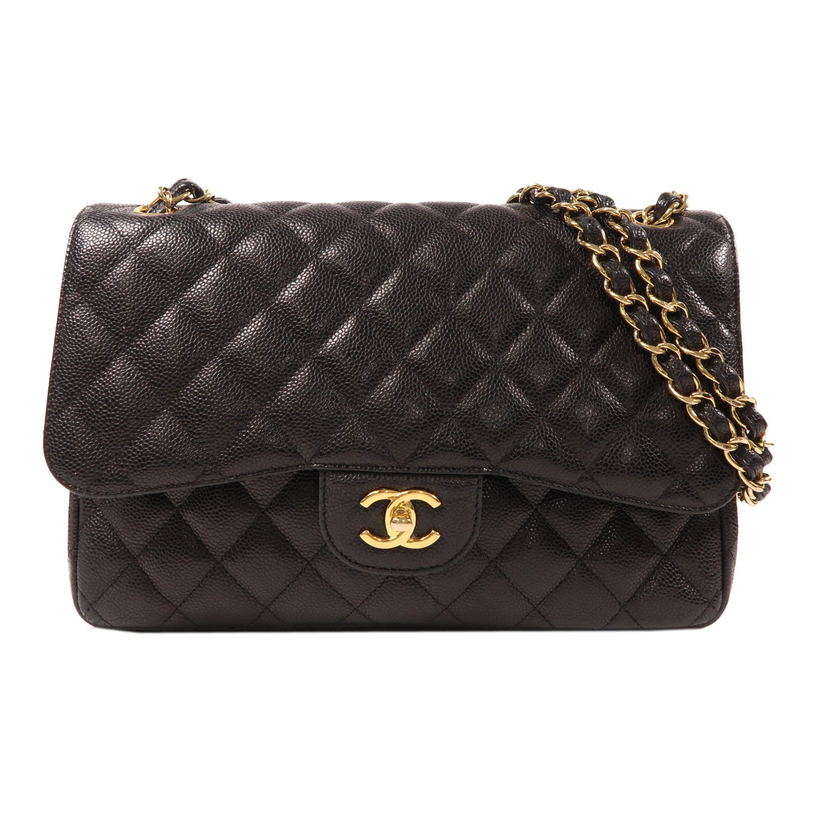 CHANEL CC GHW Large Classic Chain Shoulder Bag A58600 Calfskin Leather Black
