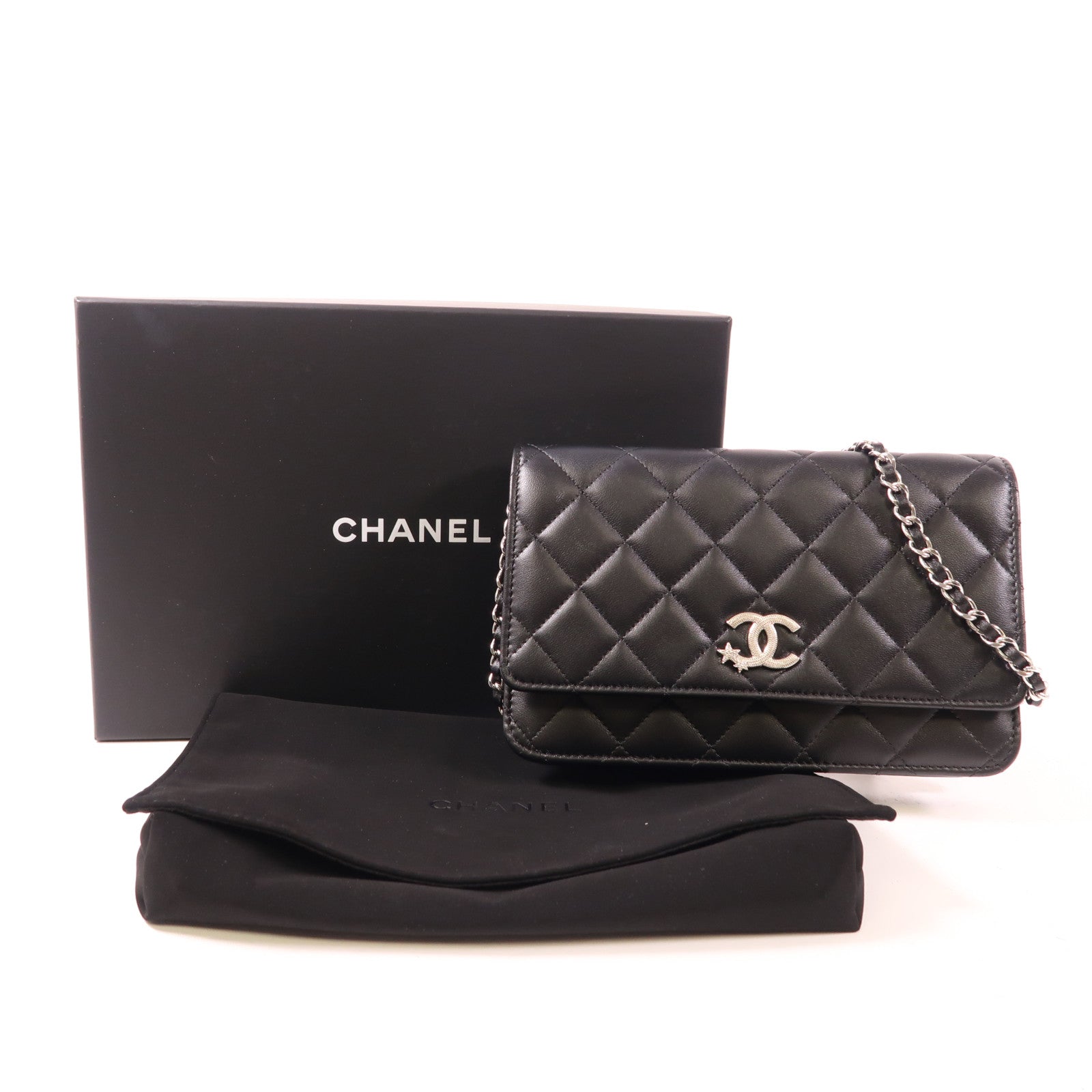CHANEL 羊皮皮革WOC Wallet On Chain銀扣鏈帶肩背袋